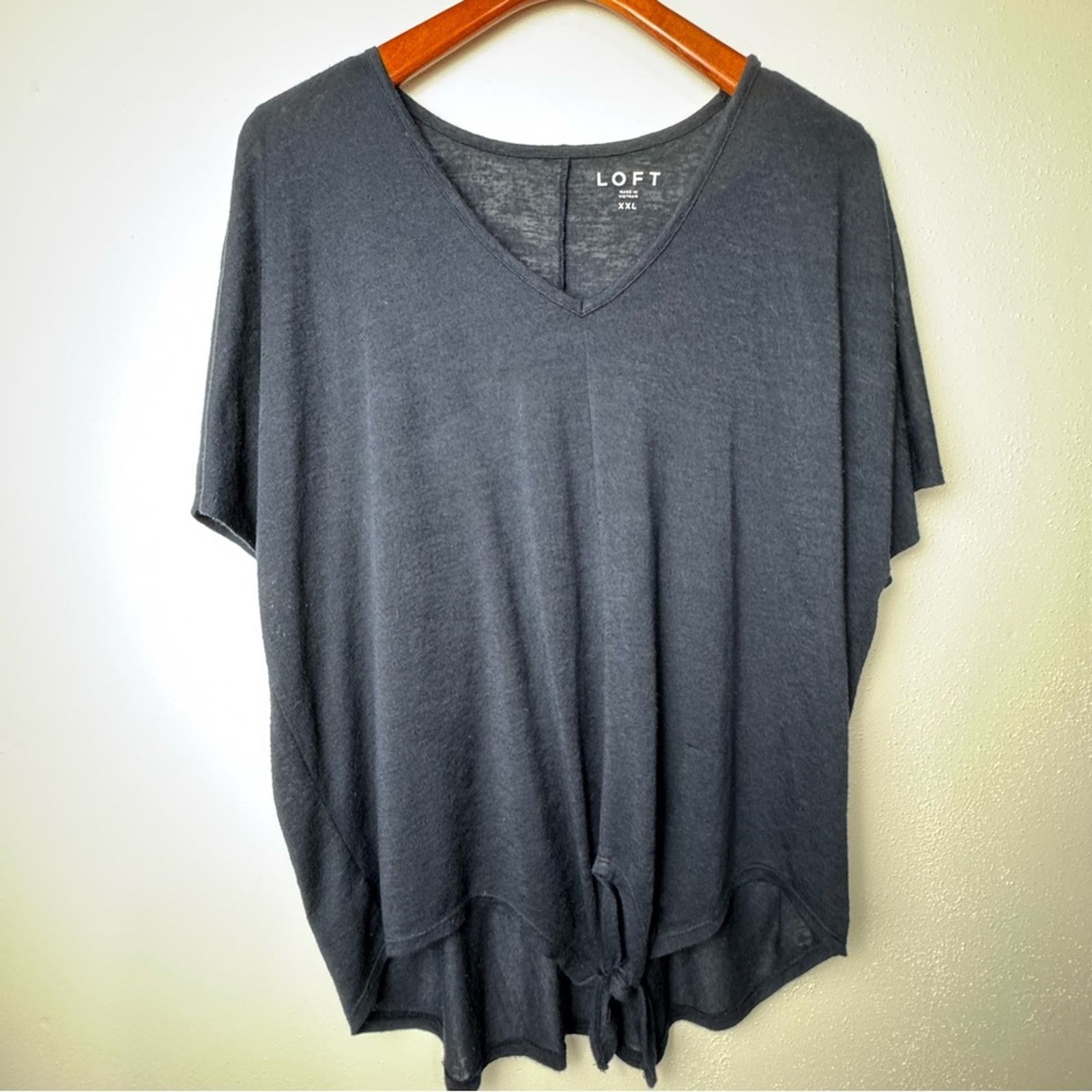 Loft Loft Navy Modal Front Tie Drapey Blouse Women’s Size XXL Size XXL / US 16-18 / IT 52-54 - 5 Thumbnail