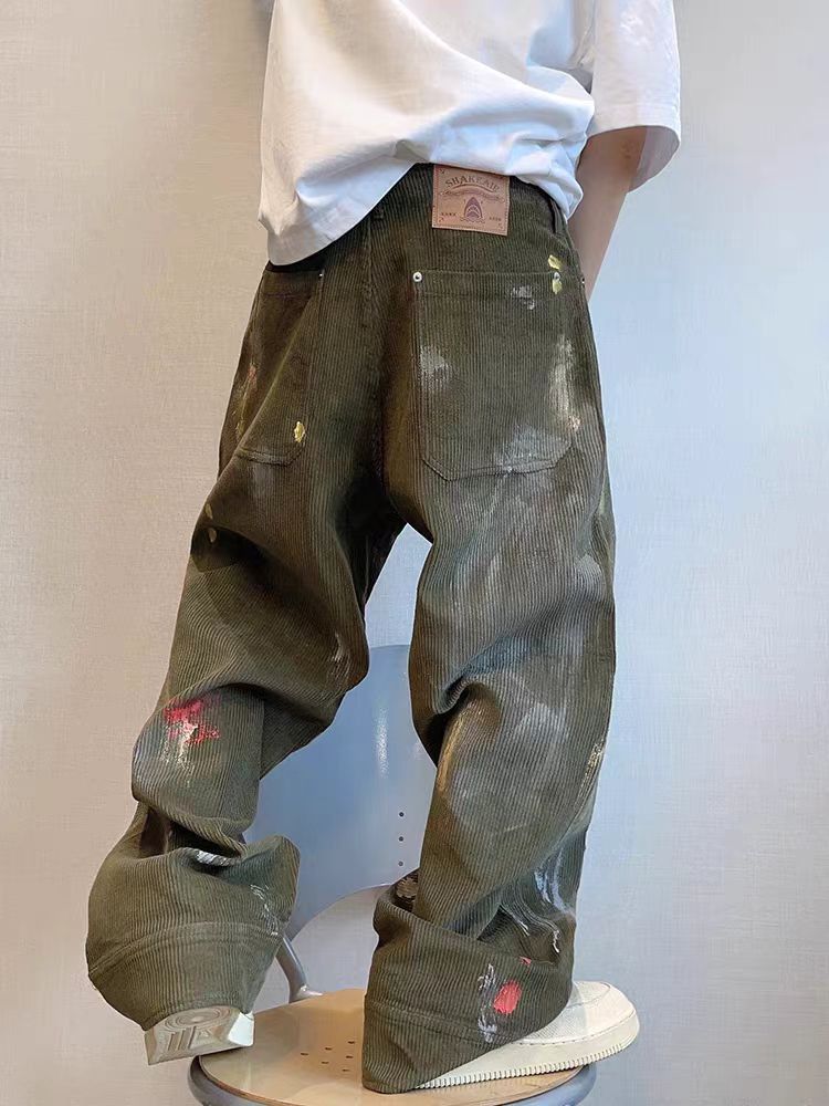 Vintage Street Graffiti Loose Hand-Painted Work Pants