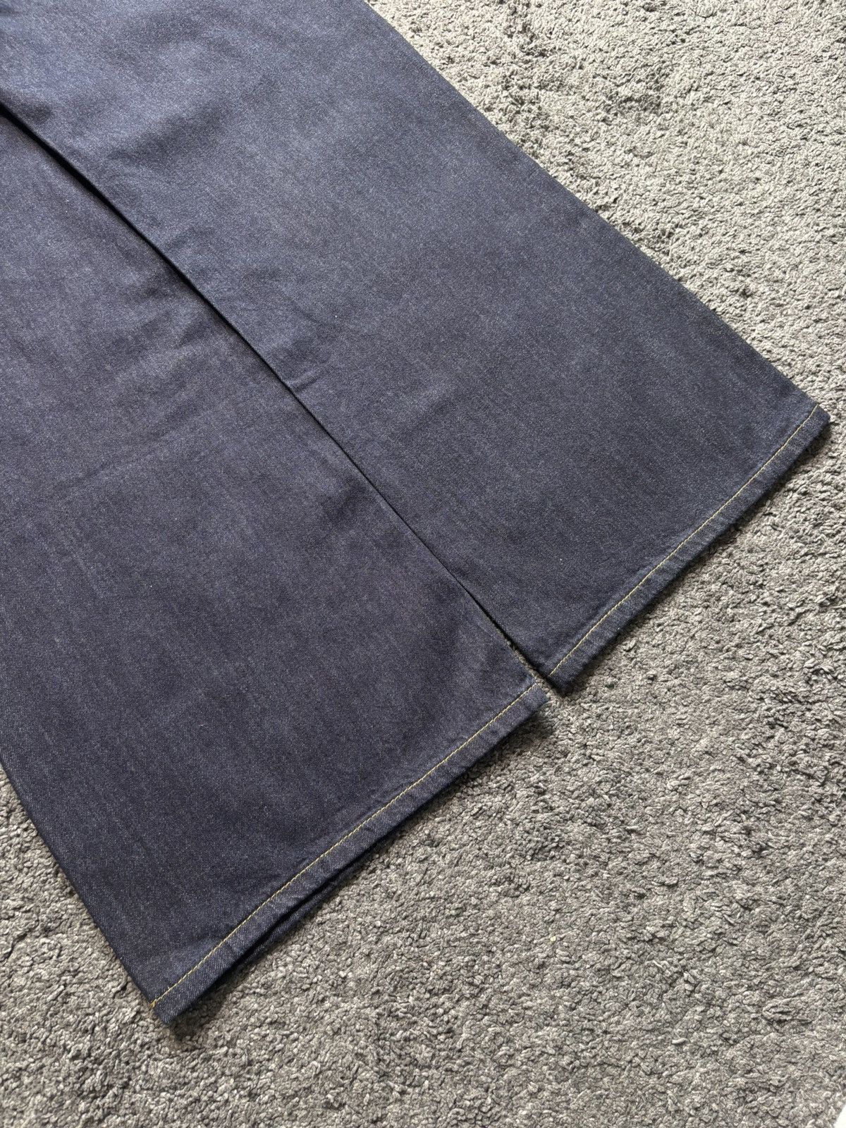 Jean × Vintage Vintage streetwear yellow stitches marine blue baggy jeans Size US 35 - 17 Thumbnail