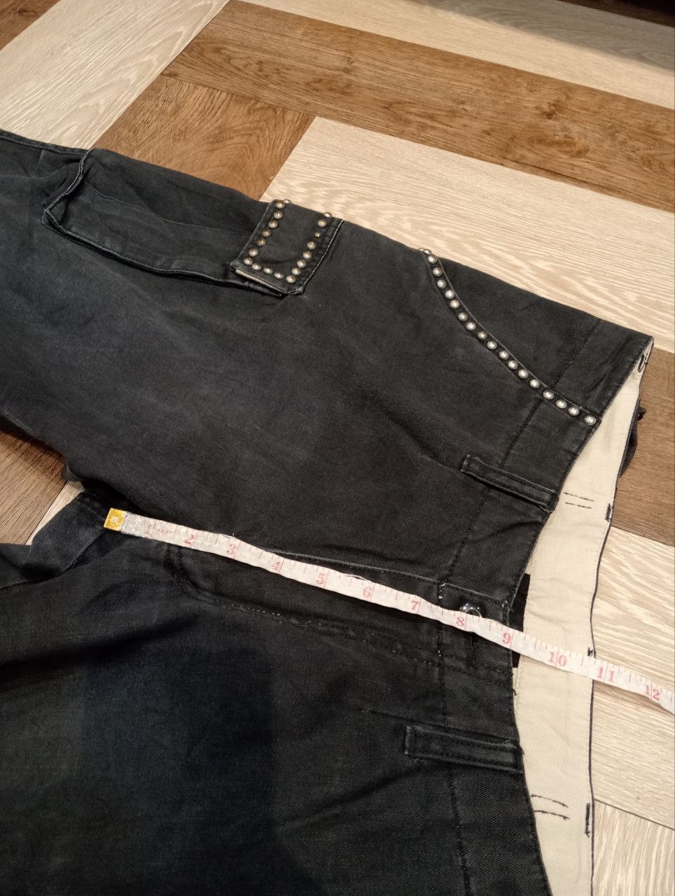 Japanese Brand POWER TO THE PEOPLE JAPAN FADED BLACK STUDDED CARGO PANTS Size US 36 / EU 52 - 12 Thumbnail