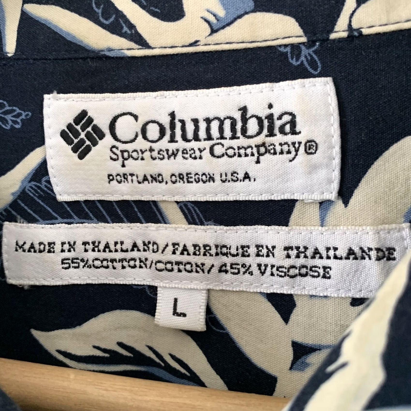 Vintage Columbia Shirt Mens Large Navy Blue Floral Print Short Sleeve Button-Up Size US L / EU 52-54 / 3 - 2 Thumbnail