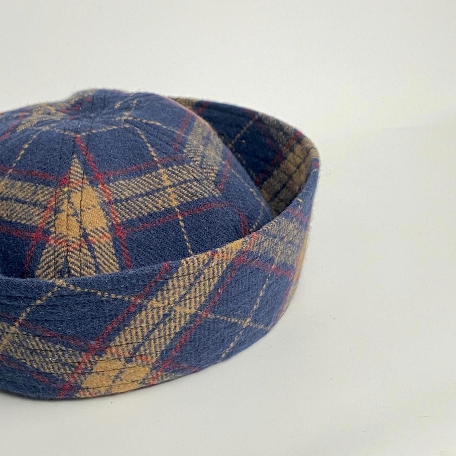 Japanese Brand Retro Wool Blend Navy Plaid Beret Sailor Hat Y2K French Girl Size ONE SIZE - 8 Thumbnail