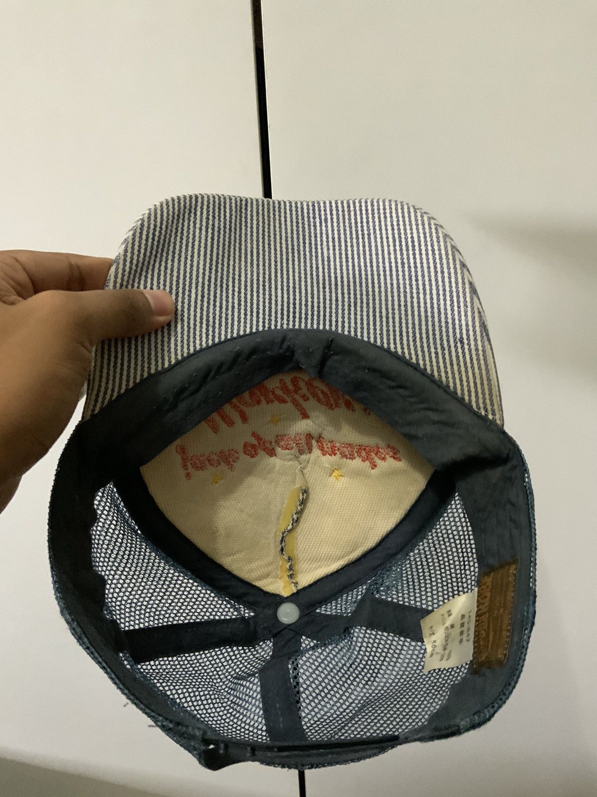 Japanese Brand Jack of all made workers hickory Trucker Hat Size ONE SIZE - 9 Thumbnail
