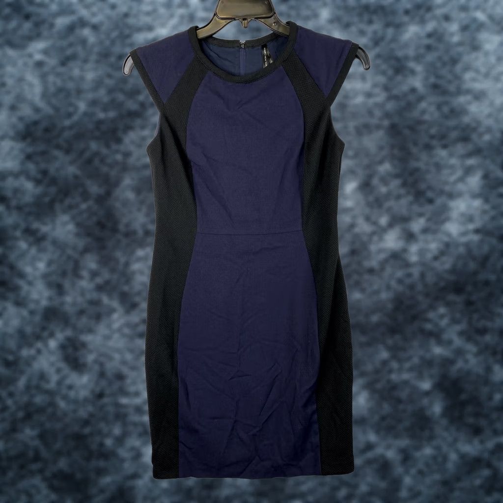 Andrew Marc Andrew Marc Dress Colorblock Midi Sheath 8P Petite Cap Sleeve Knit Polyester Rayon Spandex Size M / US 6-8 / IT 42-44 - 1 Thumbnail