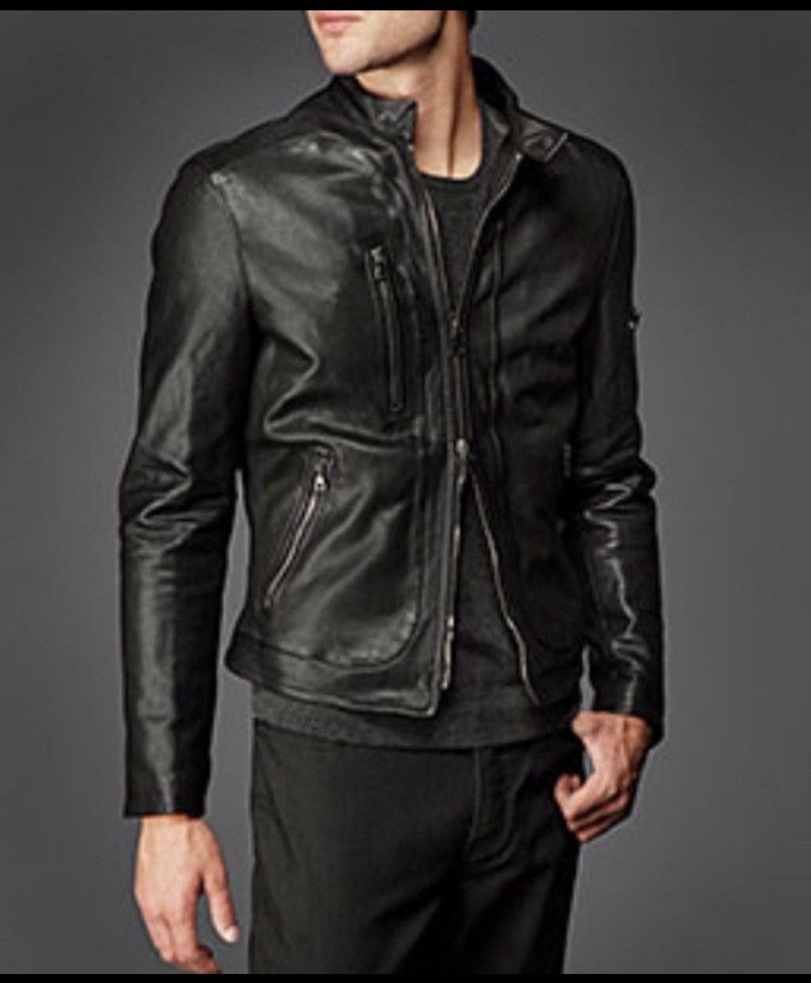 John Varvatos Lambskin Leather Moto Jacket EU 54 USA 44 Size US L / EU 52-54 / 3 - 6 Thumbnail