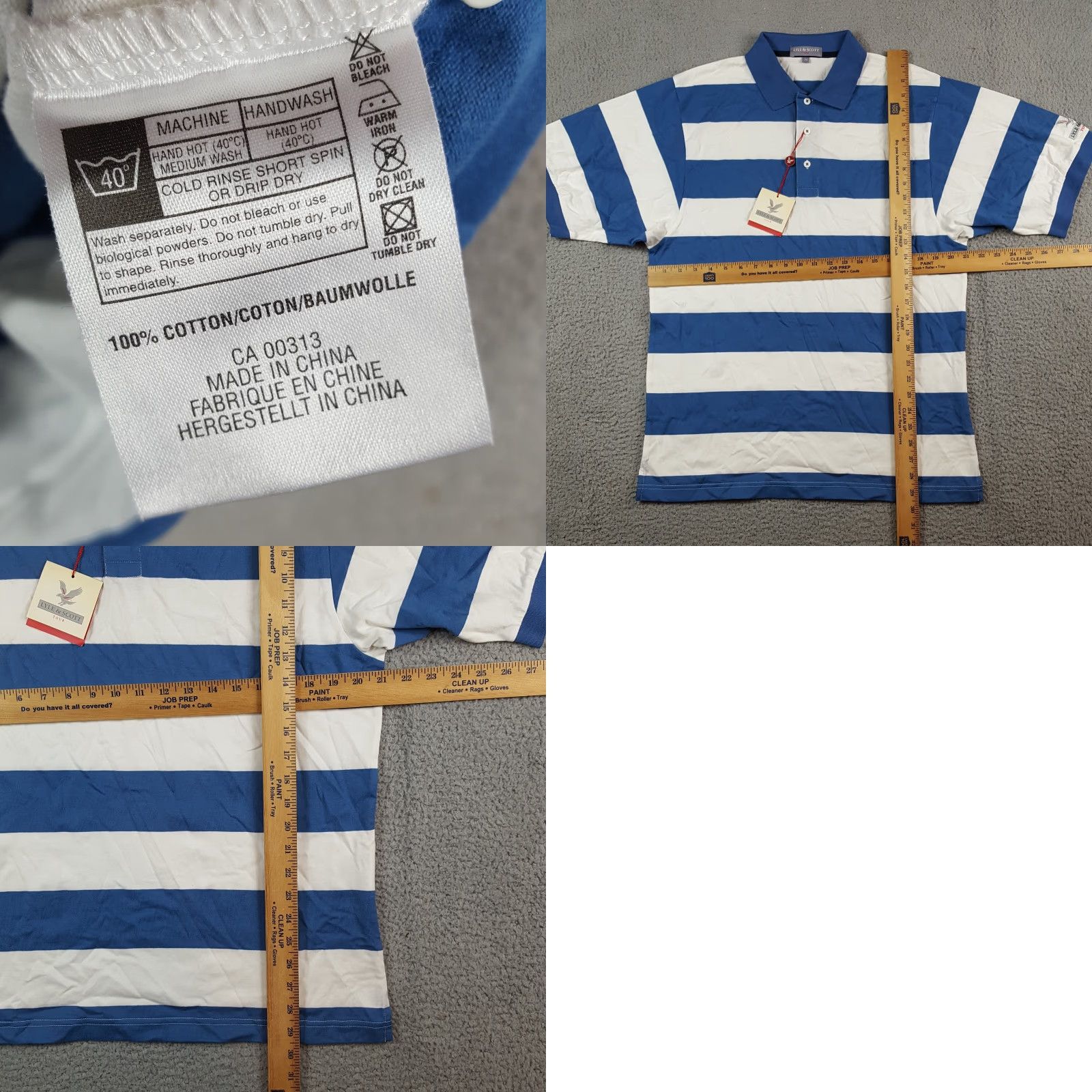 Lyle & Scott VINTAGE Lyle & Scott Polo Shirt Men’s M Striped Surf Blue Collared Short Sleeve Knitted Cotton 90s Preppy Skater Shirt Size US M / EU 48-50 / 2 - 8 Thumbnail