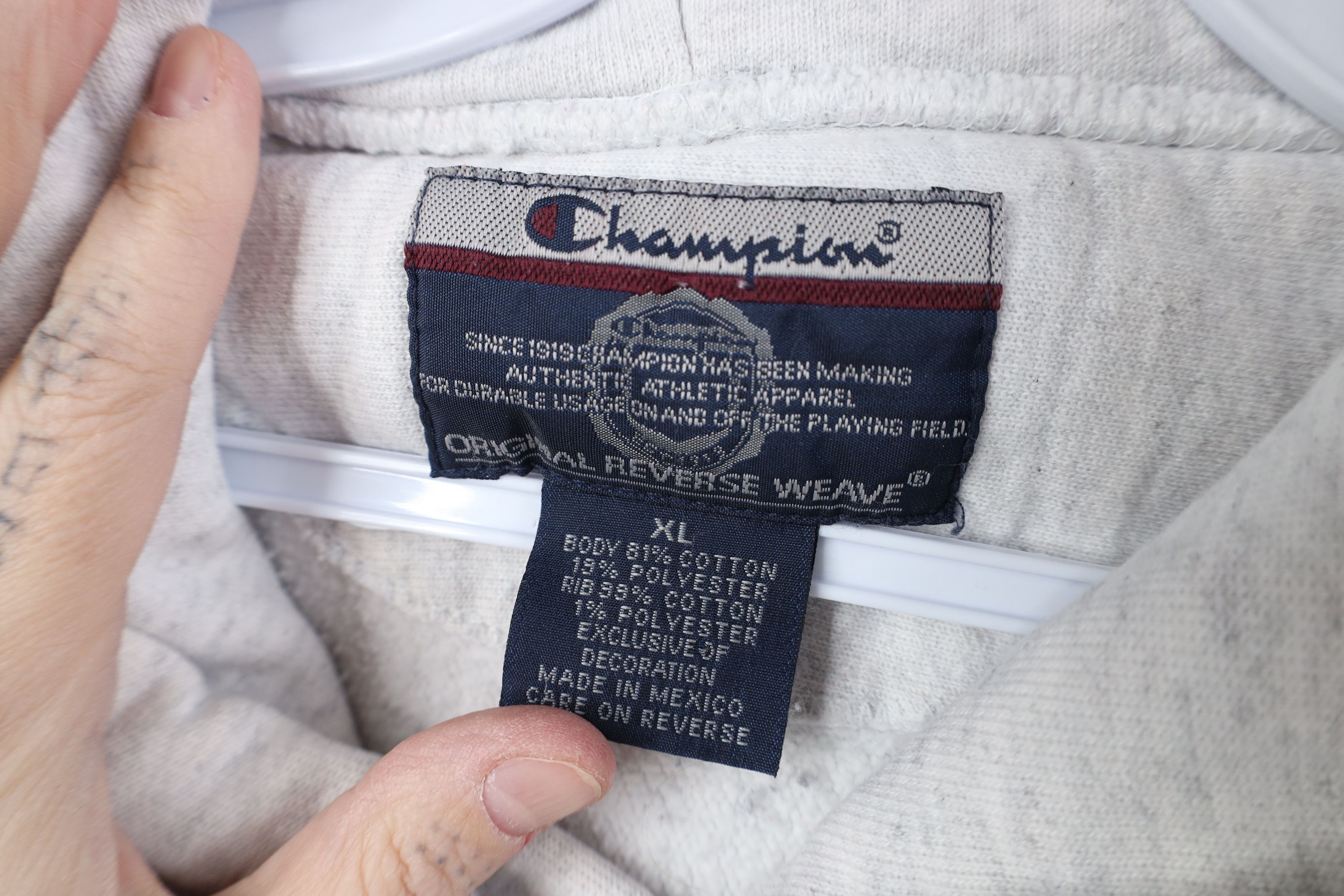Champion Vintage 90s Champion Reverse Weave Hoodie Sweatshirt Gray Size US XL / EU 56 / 4 - 7 Thumbnail