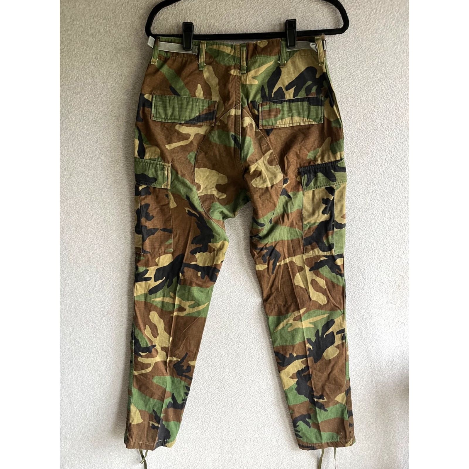 Cargo Camouflage Pants Mens Small Long 90s Army Regular Fit Button Fly