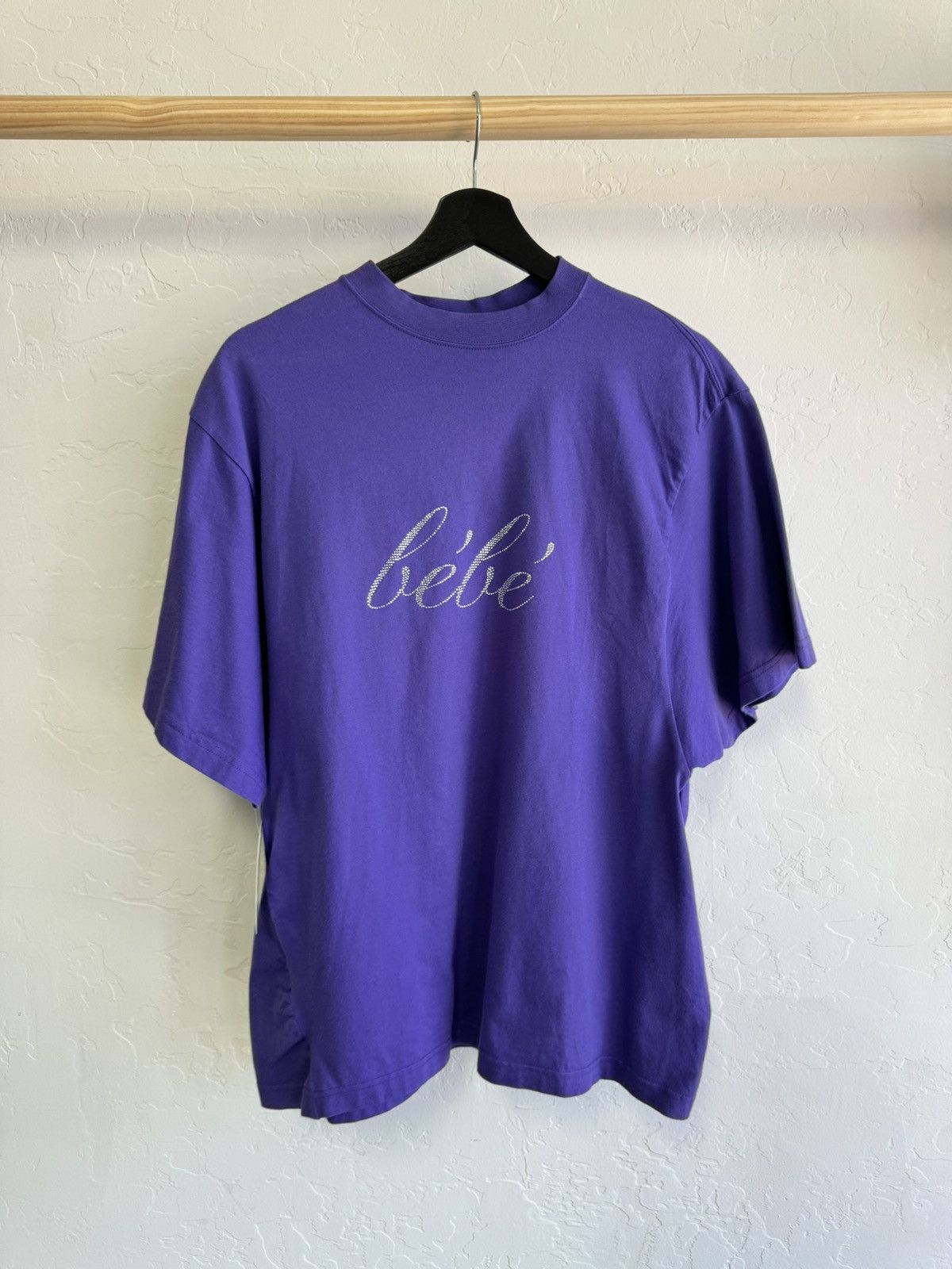 image of Balenciaga Rhinestone Bebe Shirt in Purple, Men's (Size Small)