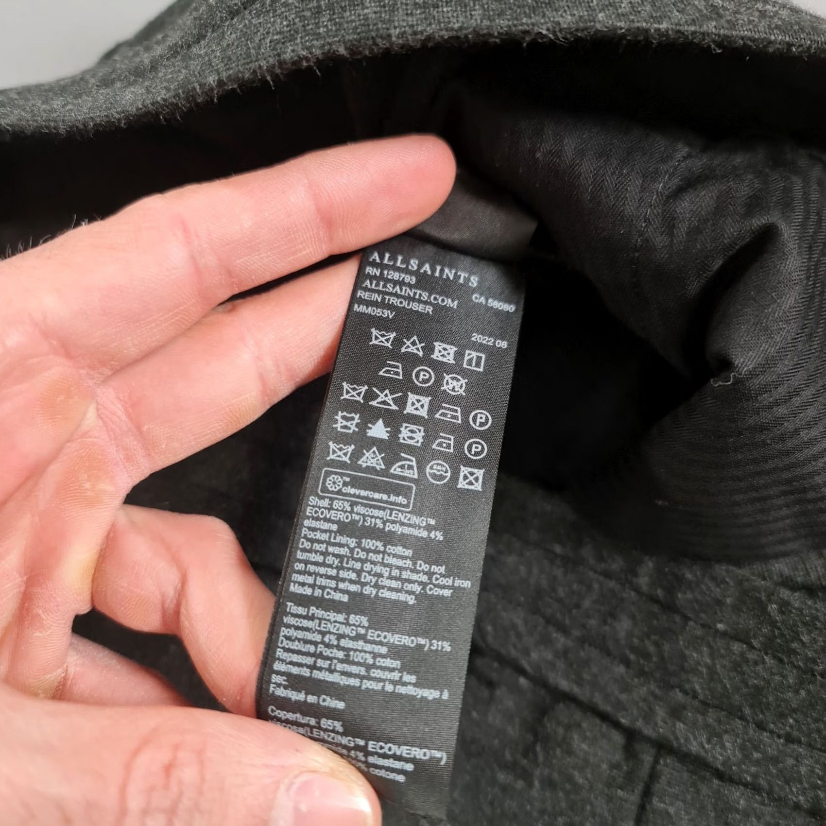 Allsaints AllSaints Mens Trousers Grey W34 L27 Elastic Waist Pockets Cropped Wool Blend Slim Tapered 65% Viscose 31% Polyamide 4% Elastane Mens Size US 34 / EU 50 - 5 Thumbnail