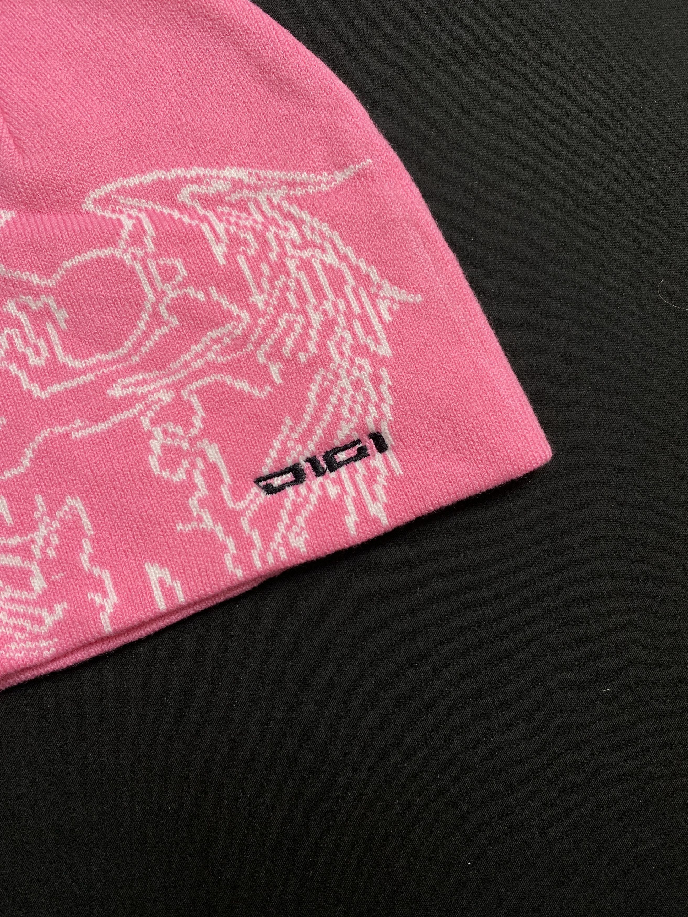 Japanese Brand Deadstock Digi Boy Graphic No Cuff Pink Beanie Hats OS Size ONE SIZE - 2 Thumbnail