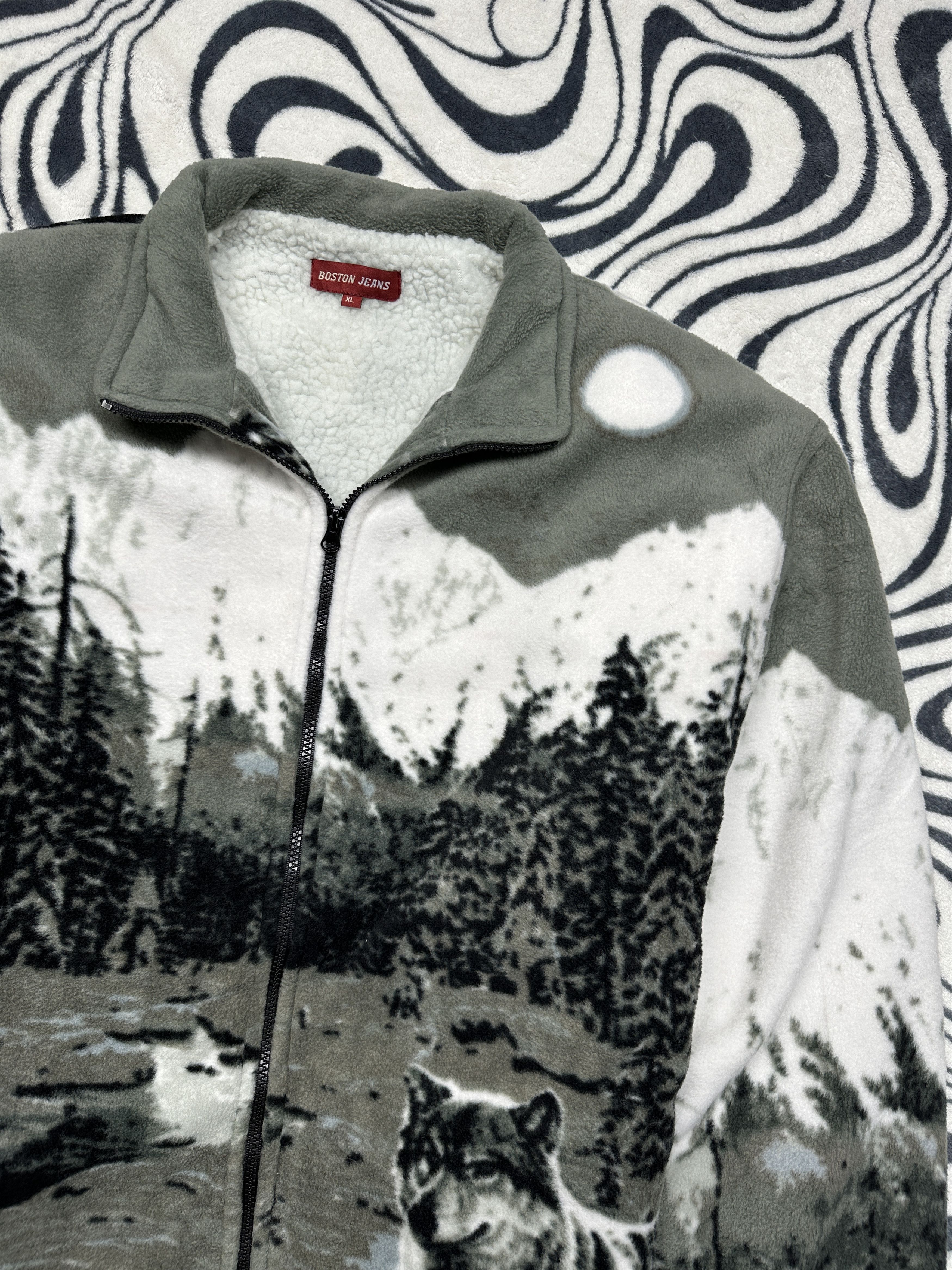 Other Wolf Vintage Animal Fleece Jacket Size US XL / EU 56 / 4 - 2 Thumbnail
