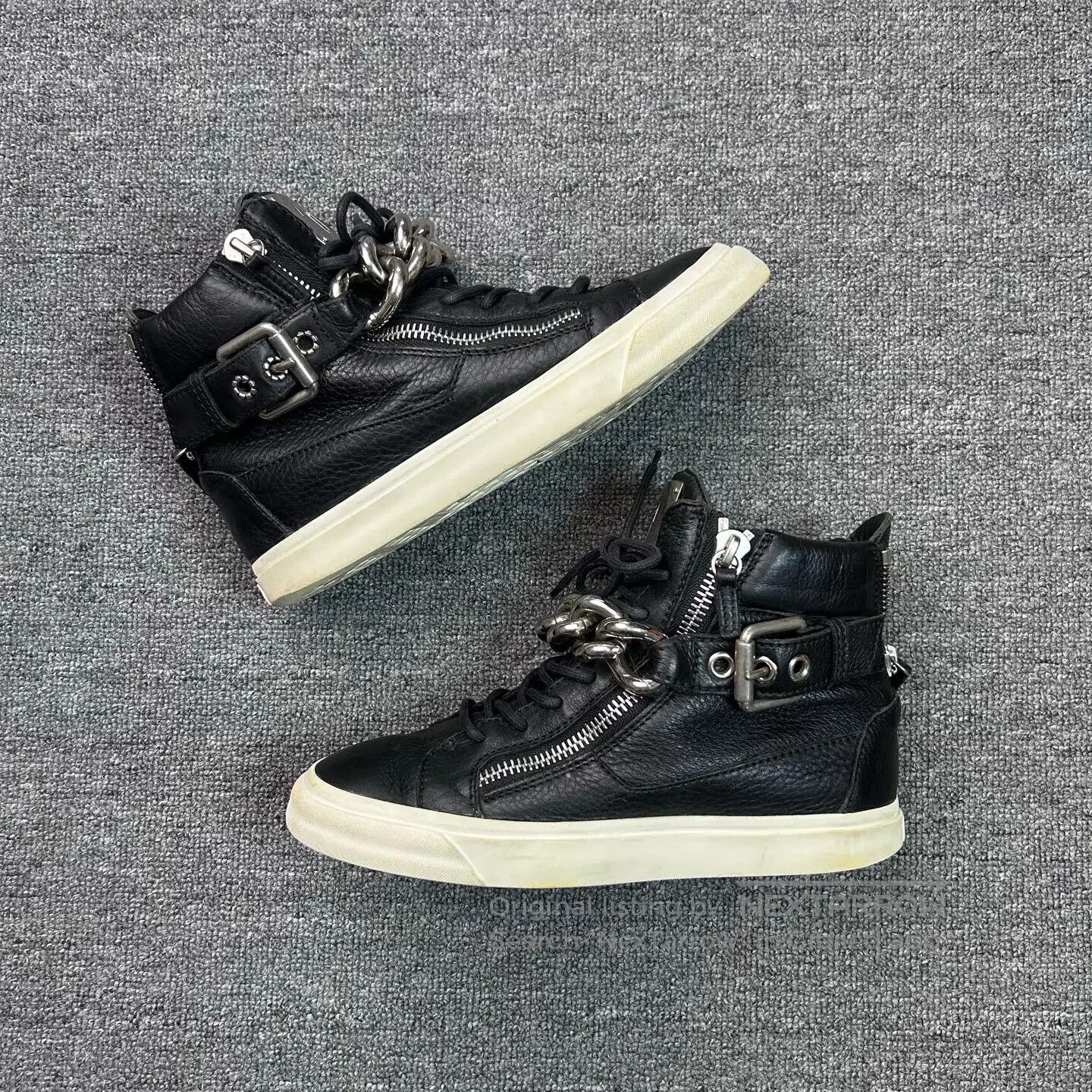 Giuseppe Zanotti Giuseppe Zanotti Black and Silver Double Zip High Top Shoe Size US 6 / EU 39 - 2 Thumbnail