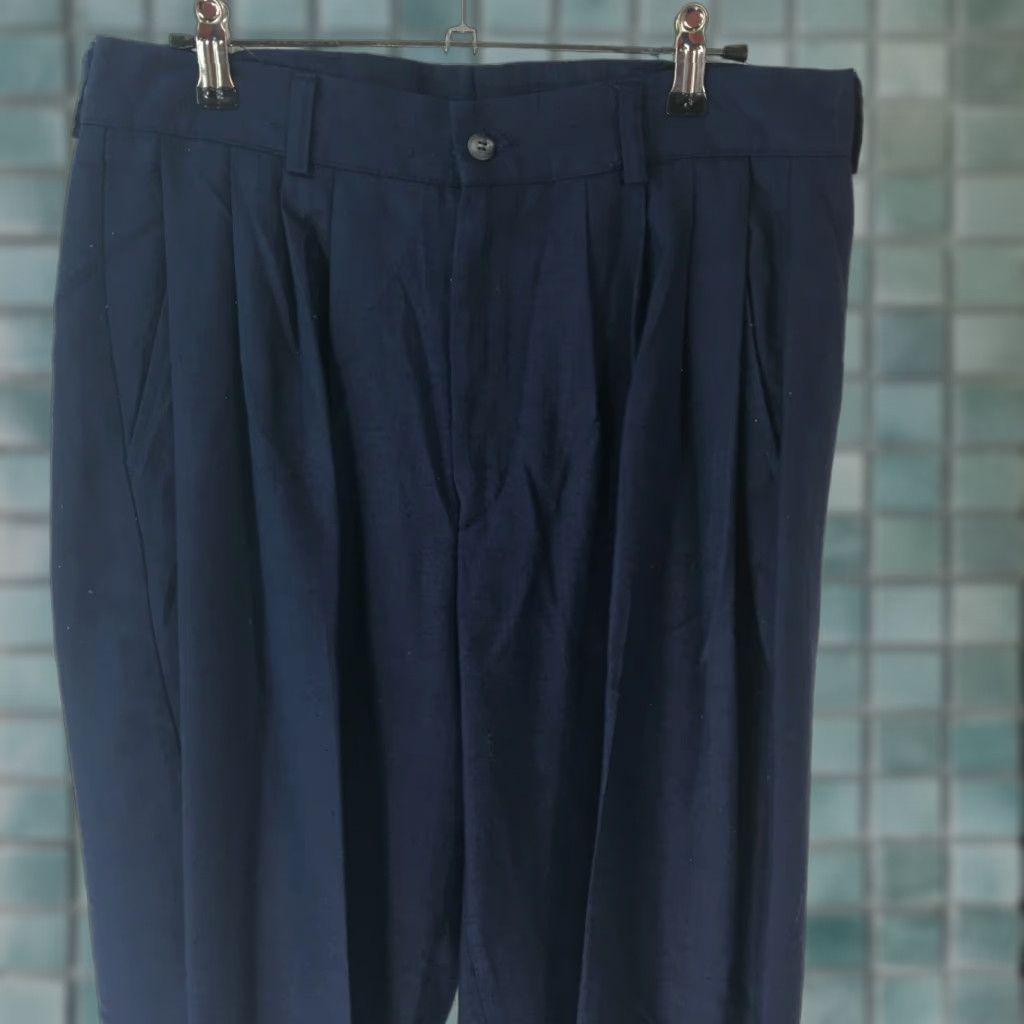 NEXT RPM The Next Wave Mens Dress Pants Casual Navy Blue 32 X 30 Straight Leg Front Pleated Belt Loops Zipper Button Classic Cotton Blend Machine Washable Size US 32 / EU 48 - 1 Thumbnail