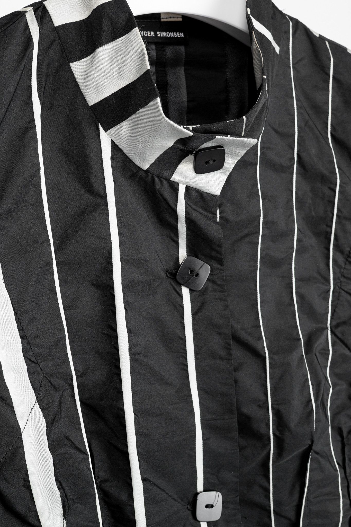 Other Trine Kryger Simonsen Black & Grey Striped-Taffeta Coat Size S / US 4 / IT 40 - 8 Thumbnail