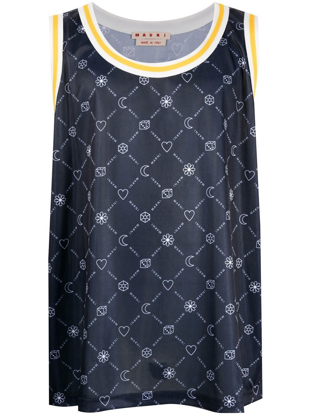 image of Marni O1W1Db10524 Logo Print Tank Top In Navy Blue, Men's (Size Small)