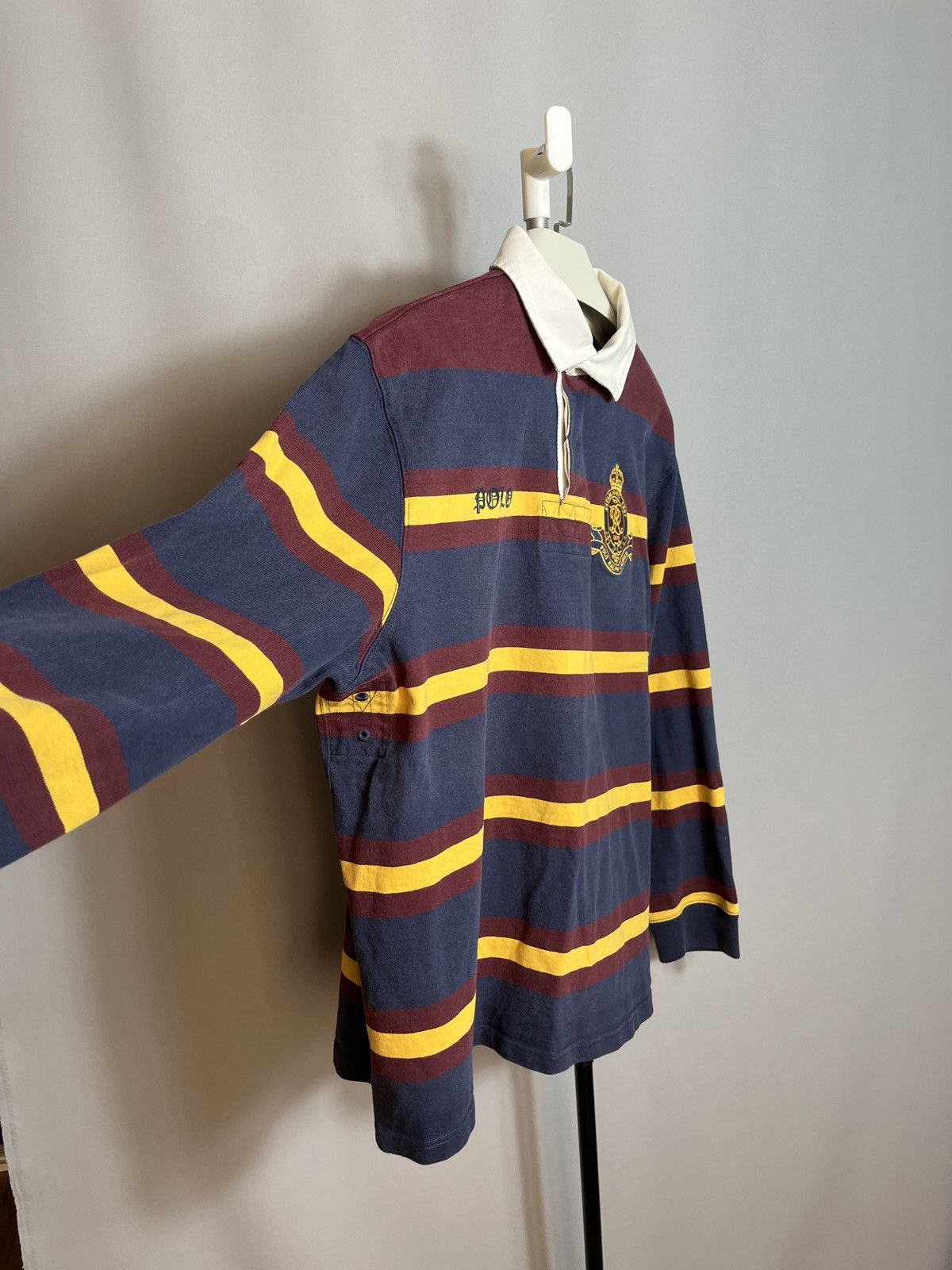 Polo Ralph Lauren × RRL Ralph Lauren × Vintage Polo Ralph Lauren Rugby Sweatshirt Striped Big Logo 90s №8 Size US XXL / EU 58 / 5 - 6 Thumbnail