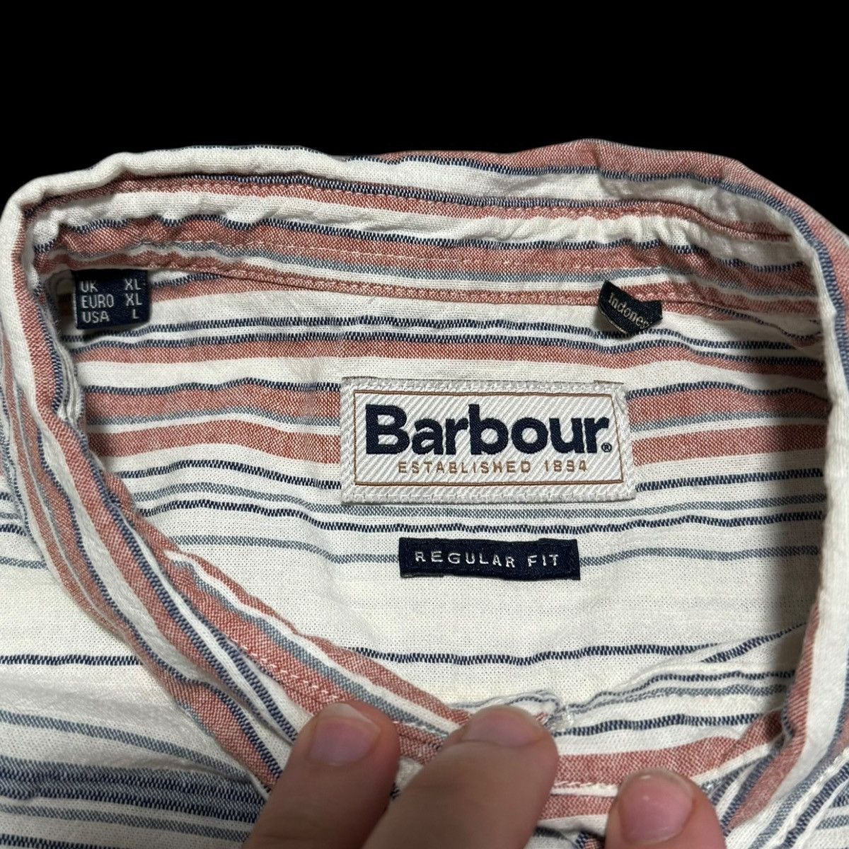 Barbour Barbour Cotton Blend Striped Button Up Short Sleeve Shirt XL Size US XL / EU 56 / 4 - 4 Thumbnail