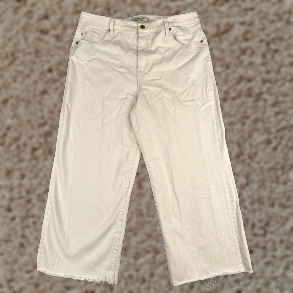 Vintage Liverpool Jeans Women's Wide Leg Jeans 16 Beige High Rise Cotton Blend 34x25 Size 38" / US 16 / IT 52 - 1 Thumbnail