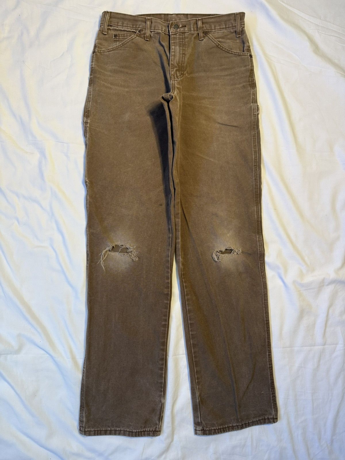 Dickies Vintage 90s Dickies Faded Brown Carpenter Work Pants Size US 32 / EU 48 - 2 Thumbnail