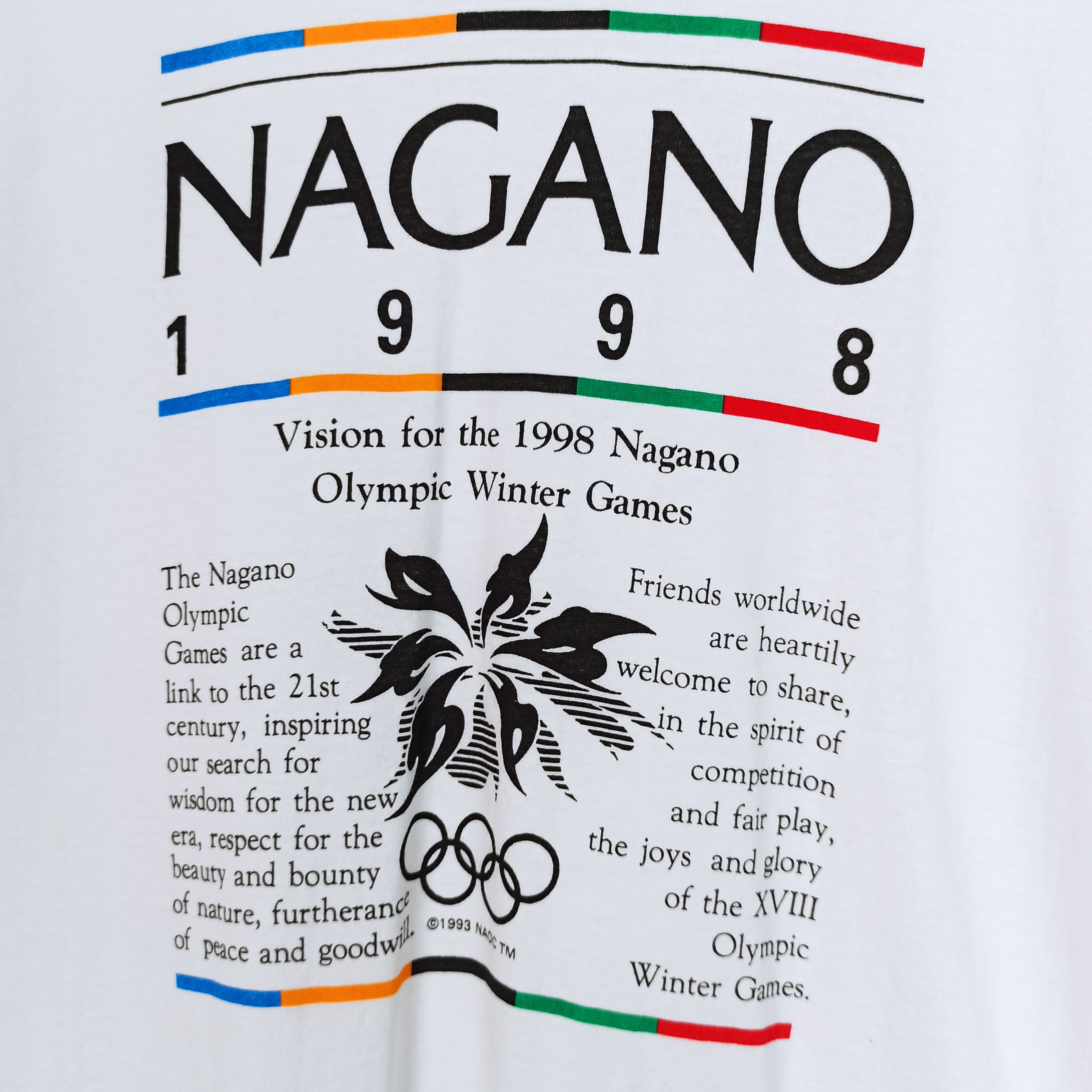 Fruit Of The Loom Vintage 1998 Nagano Olympic Winter Games Tees Single Stitch Size US L / EU 52-54 / 3 - 3 Thumbnail