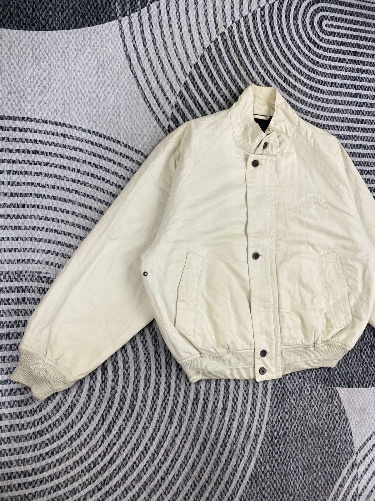 Trussardi Vintage Trussardi Cream Zipper Bomber Jacket Size US XL / EU 56 / 4 - 2 Thumbnail