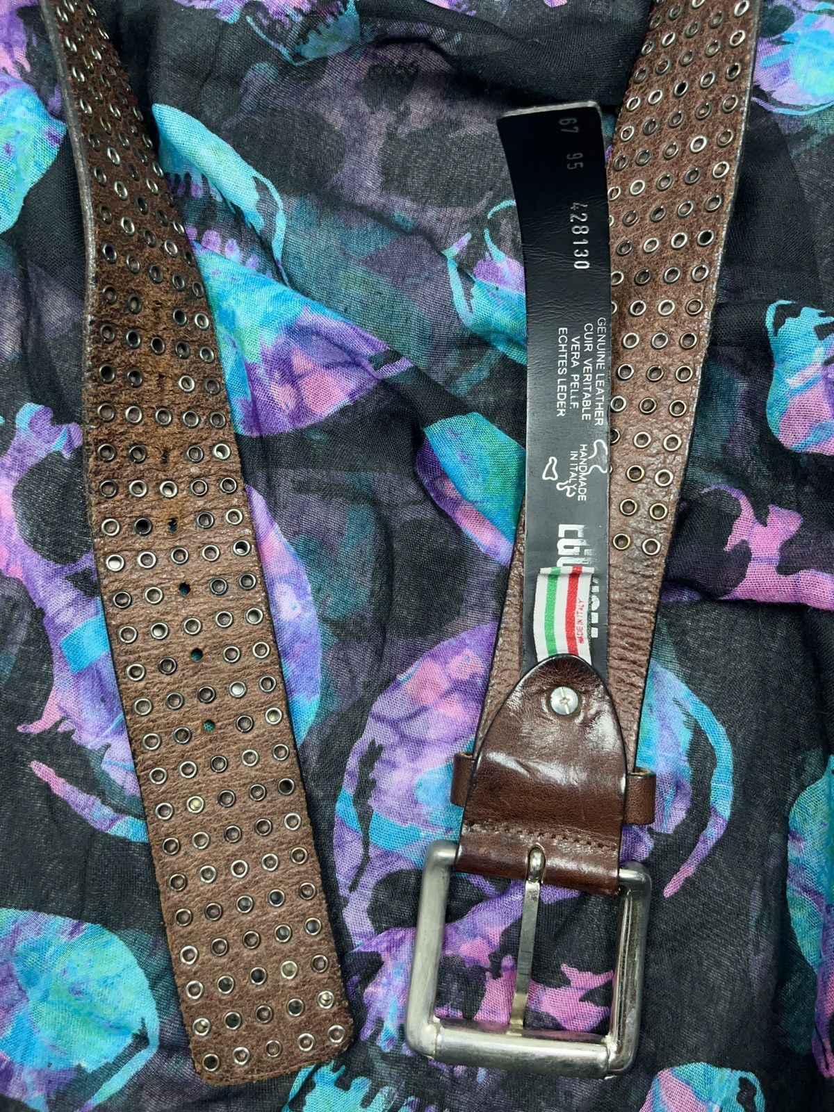 Japanese Brand Vintage Ego Ism Studded Leather Belt Handmade in Italy Size ONE SIZE - 3 Thumbnail
