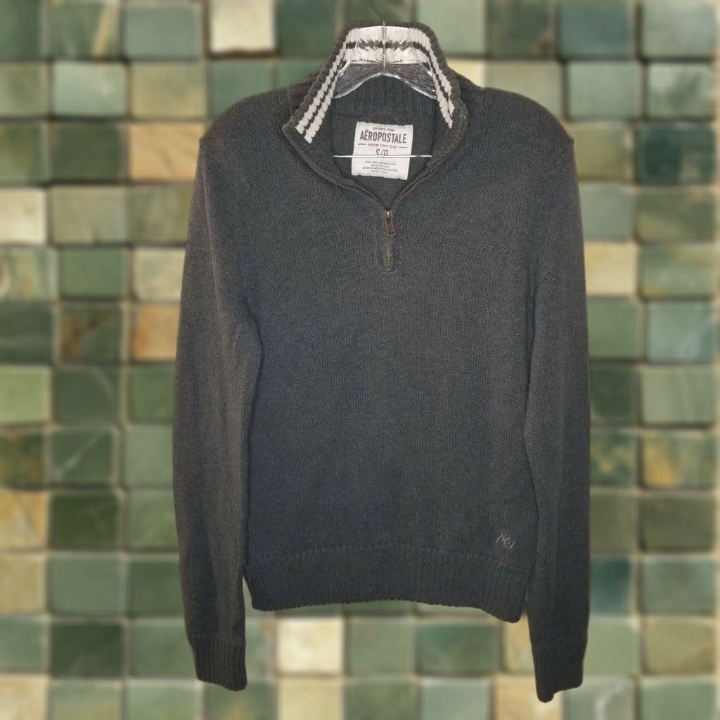 Vintage Aeropostale Mens Gray 1/4 Zip Pullover Sweater Size Small Size US S / EU 44-46 / 1 - 1 Thumbnail