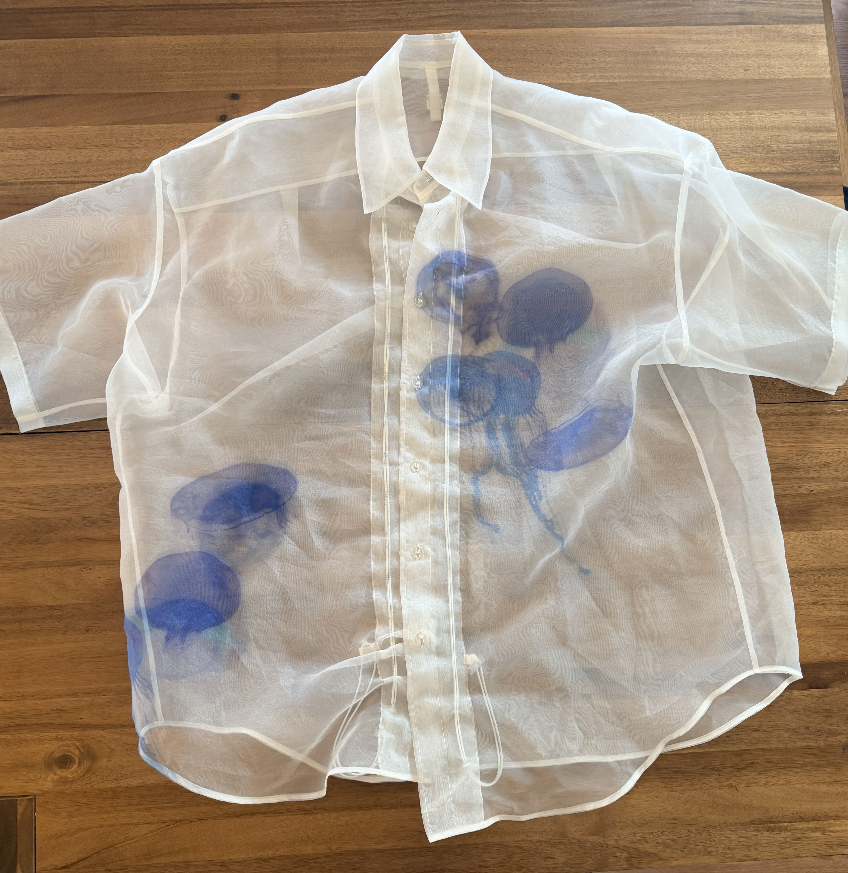 Wooyoungmi Wooyoungmi Off-White Sheer Jellyfish Print Size US L / EU 52-54 / 3 - 1 Thumbnail