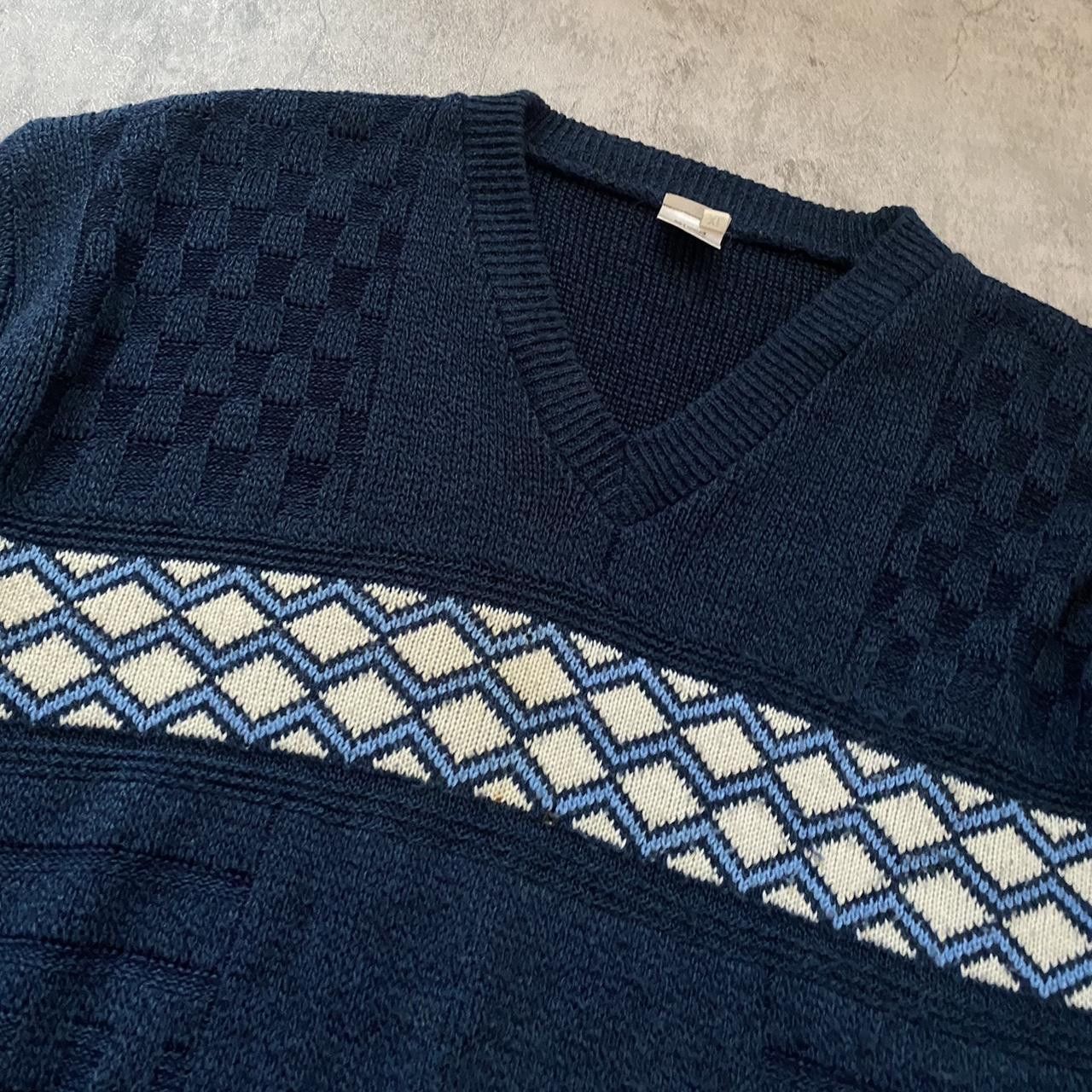 Other Navy White vintage 90s knit sweater knitwear Retro Size US XL / EU 56 / 4 - 2 Thumbnail
