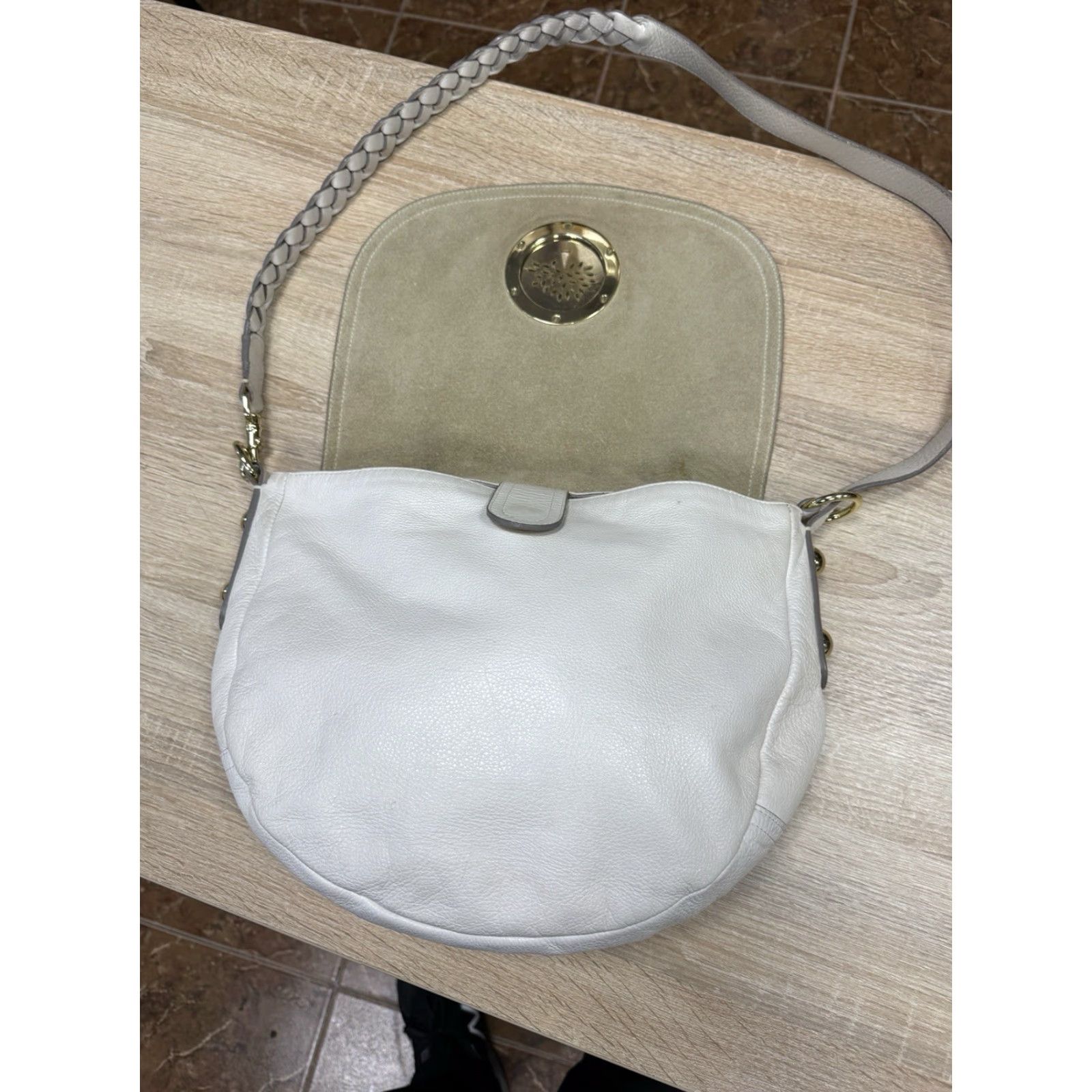 Mulberry Mulberry Daria Hobo White Leather Shoulder Bag Tree Logo Women OS White Logo Bag Size ONE SIZE - 7 Thumbnail
