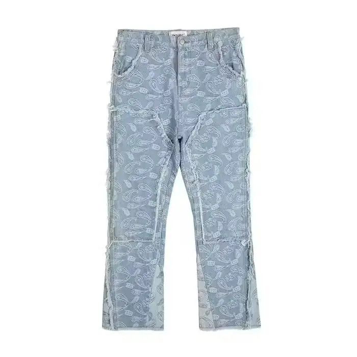 image of Vintage Y2K Double Knee Paisley Denim Jeans in Blue, Men's (Size 34)