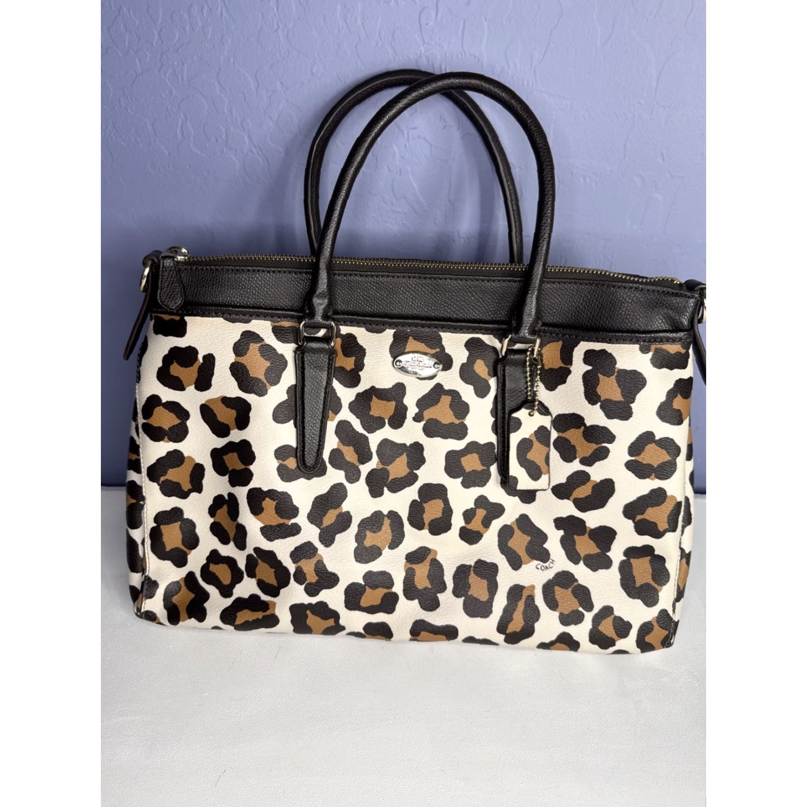 Coach Coach Women’s Satchel Leopard & Brown Shoulder Bag Tote Purse Bag Rare Size ONE SIZE - 2 Thumbnail