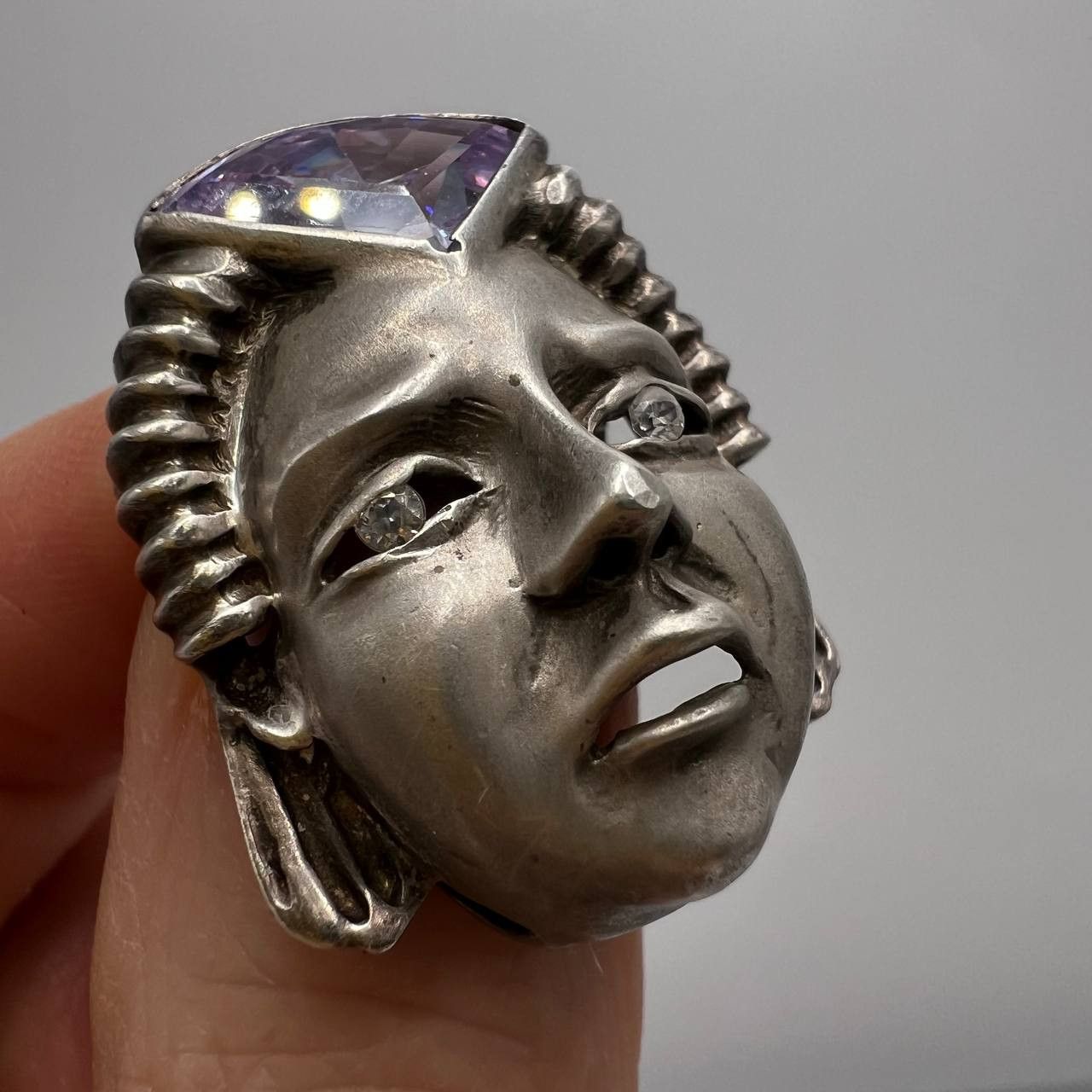 Jewelry Antique Gothic Women's Pin Brooch Face Silver 800 Artisan Size ONE SIZE - 5 Thumbnail