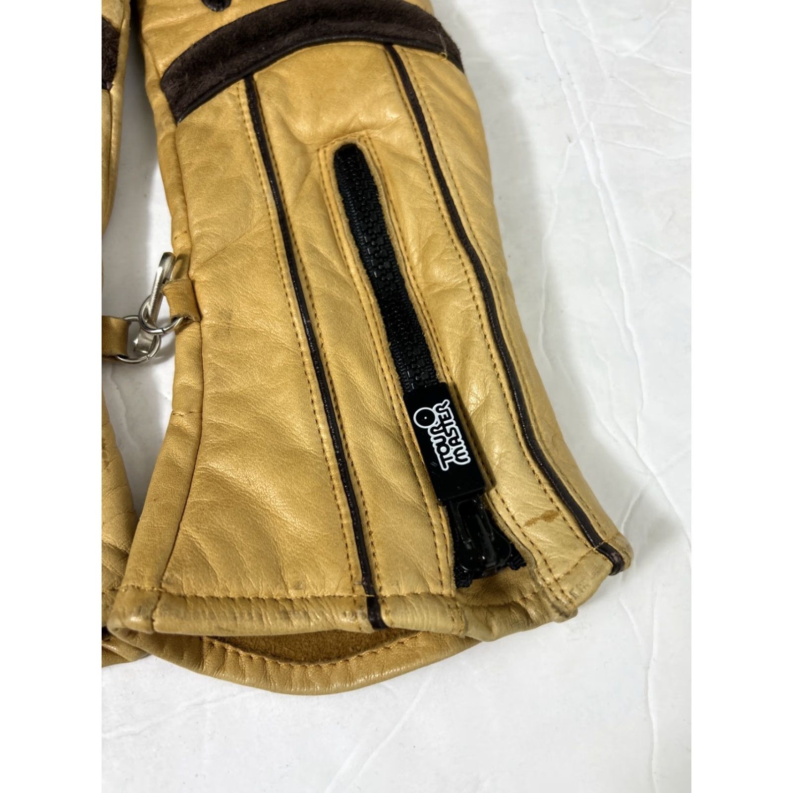 Vintage VINTAGE Tourmaster Gloves Size Small Tan Leather Zip Up Driving Long Past Wrist Size ONE SIZE - 3 Thumbnail