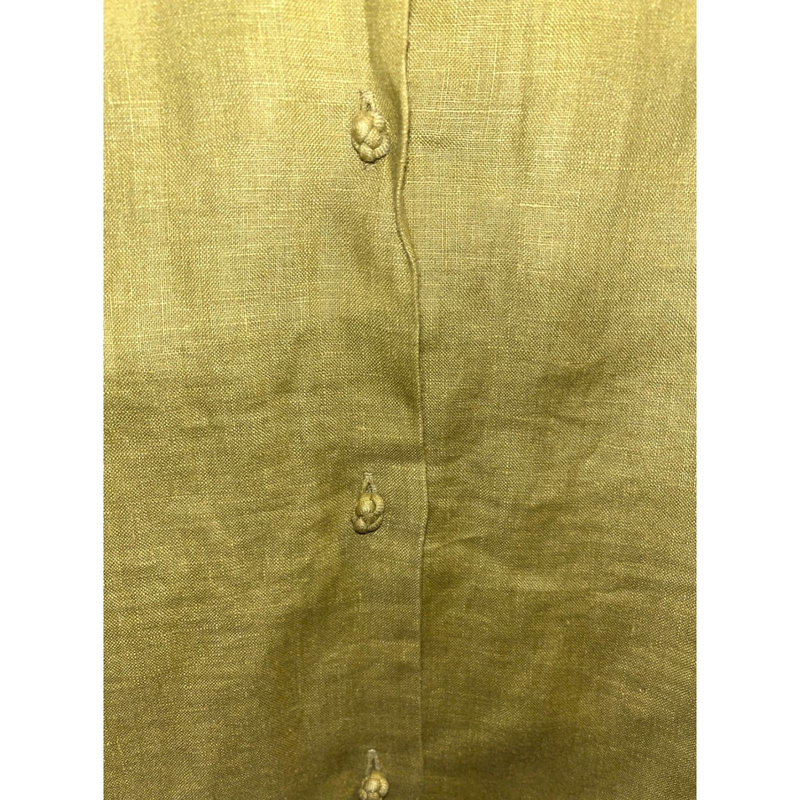 CO VINTAGE Isda & Co Womens M Linen Tunic Blouse Long Sleeve Button Up Collar Green 90s Bohemian Size M / US 6-8 / IT 42-44 - 3 Thumbnail