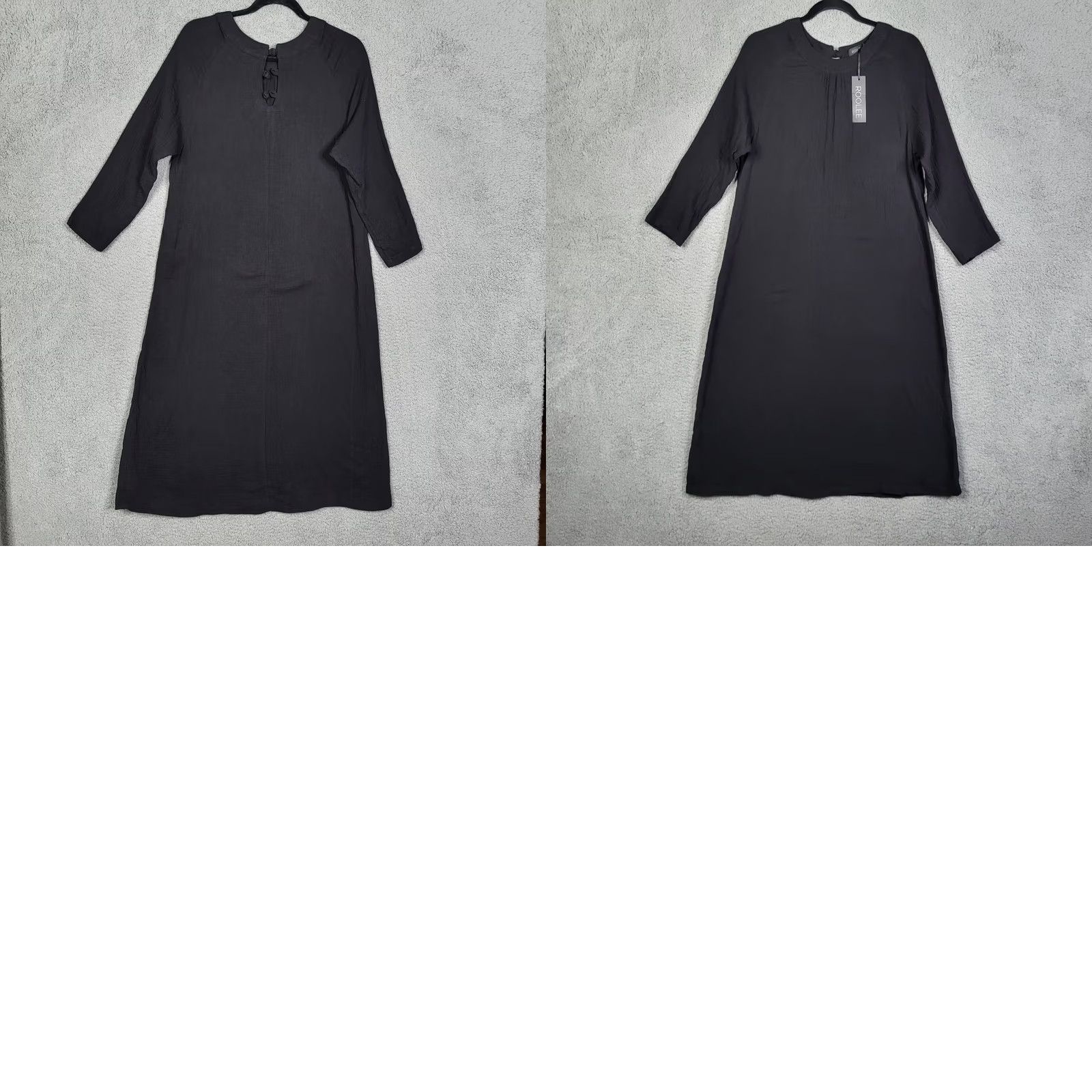 Vintage ROOLEE Women's Black 3/4 Sleeve Mini Dress Cotton Size S Size S / US 4 / IT 40 - 8 Thumbnail