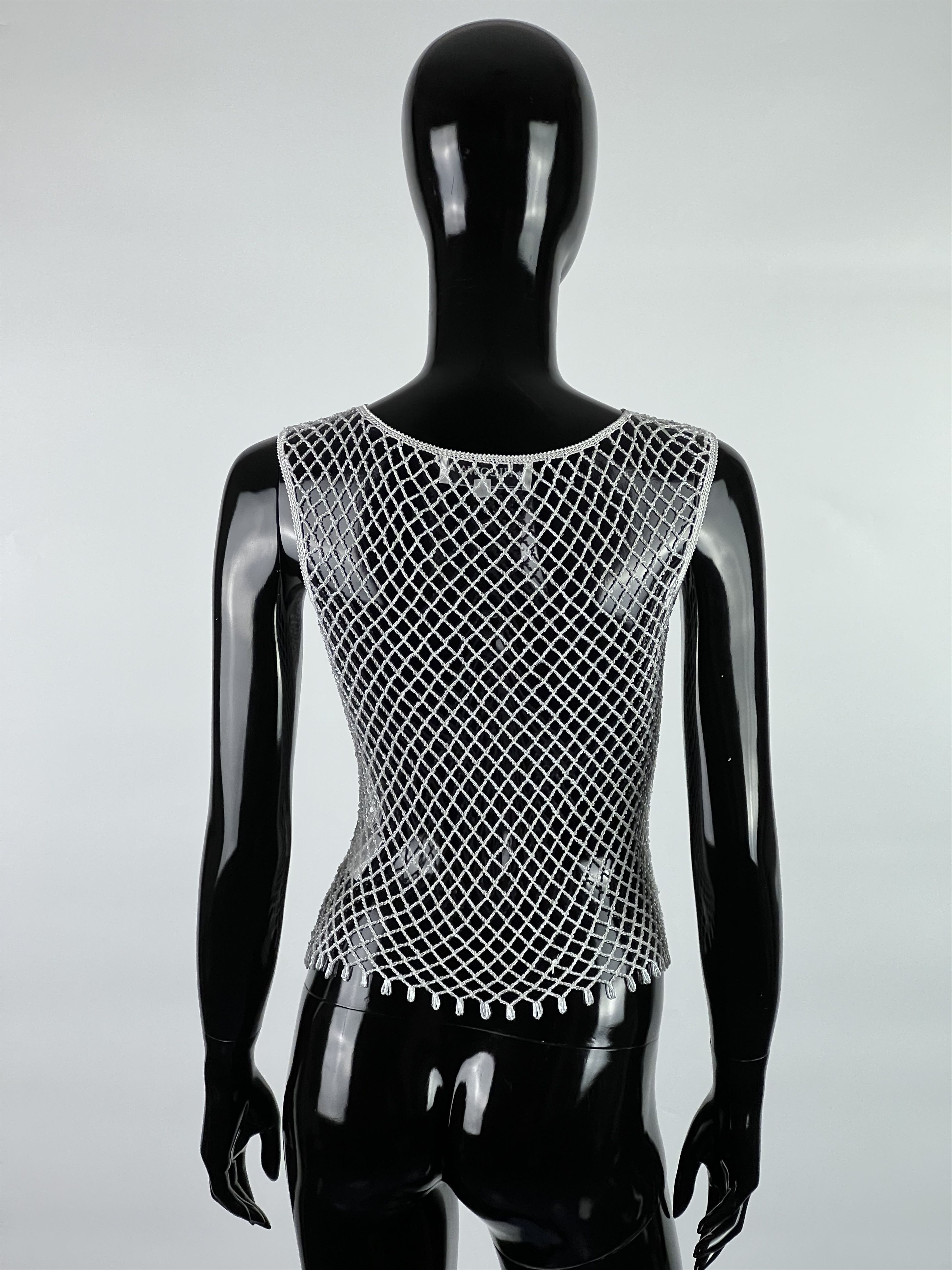 Other Nicowa Mesh Fishnet Croshet Beaded Baby Tee Tank Top Size36 Size S / US 4 / IT 40 - 2 Thumbnail