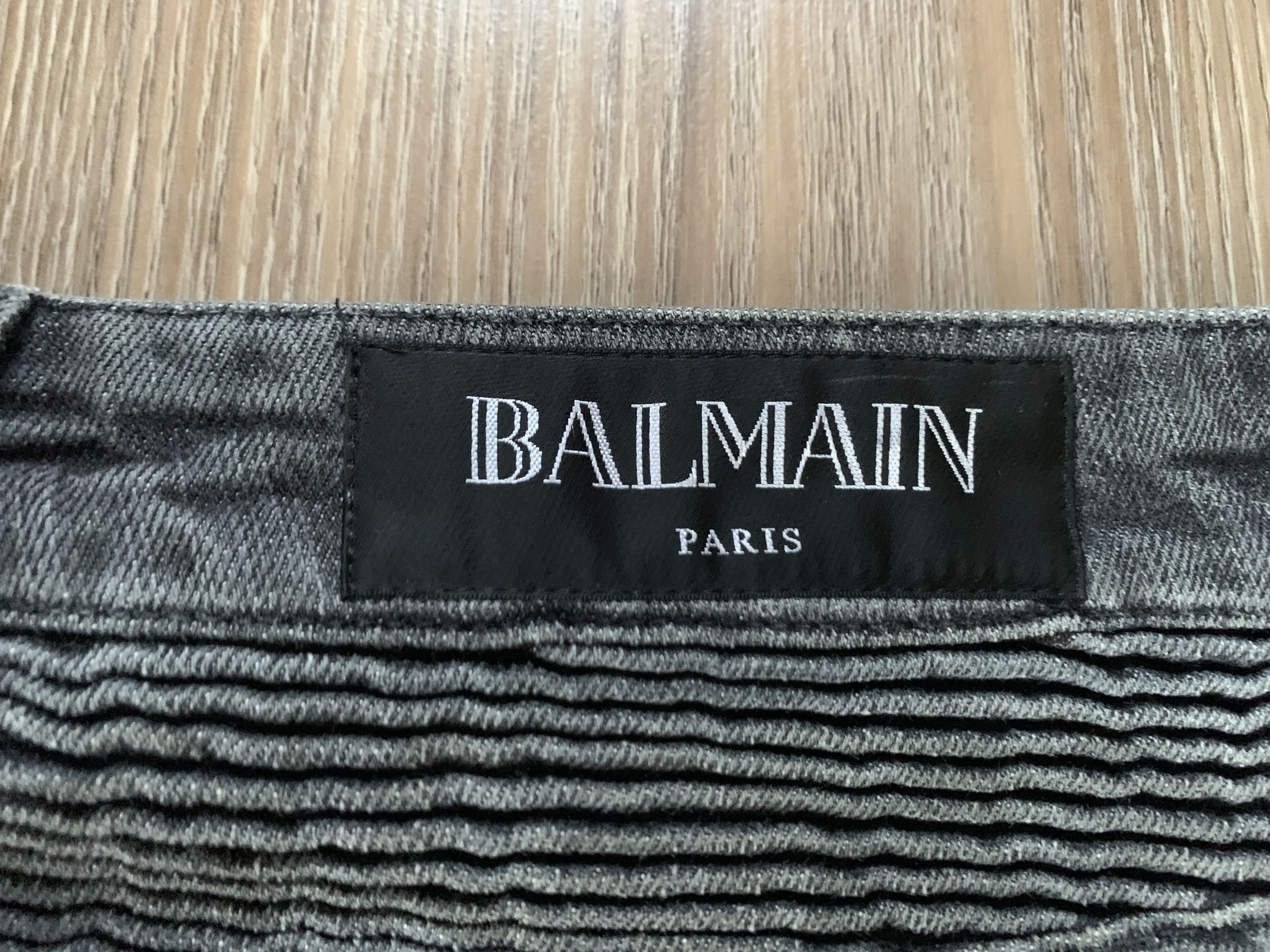 Balmain × Pierre Balmain Balmain Dark Grey Ribbed Biker Jeans Size US 32 / EU 48 - 9 Thumbnail