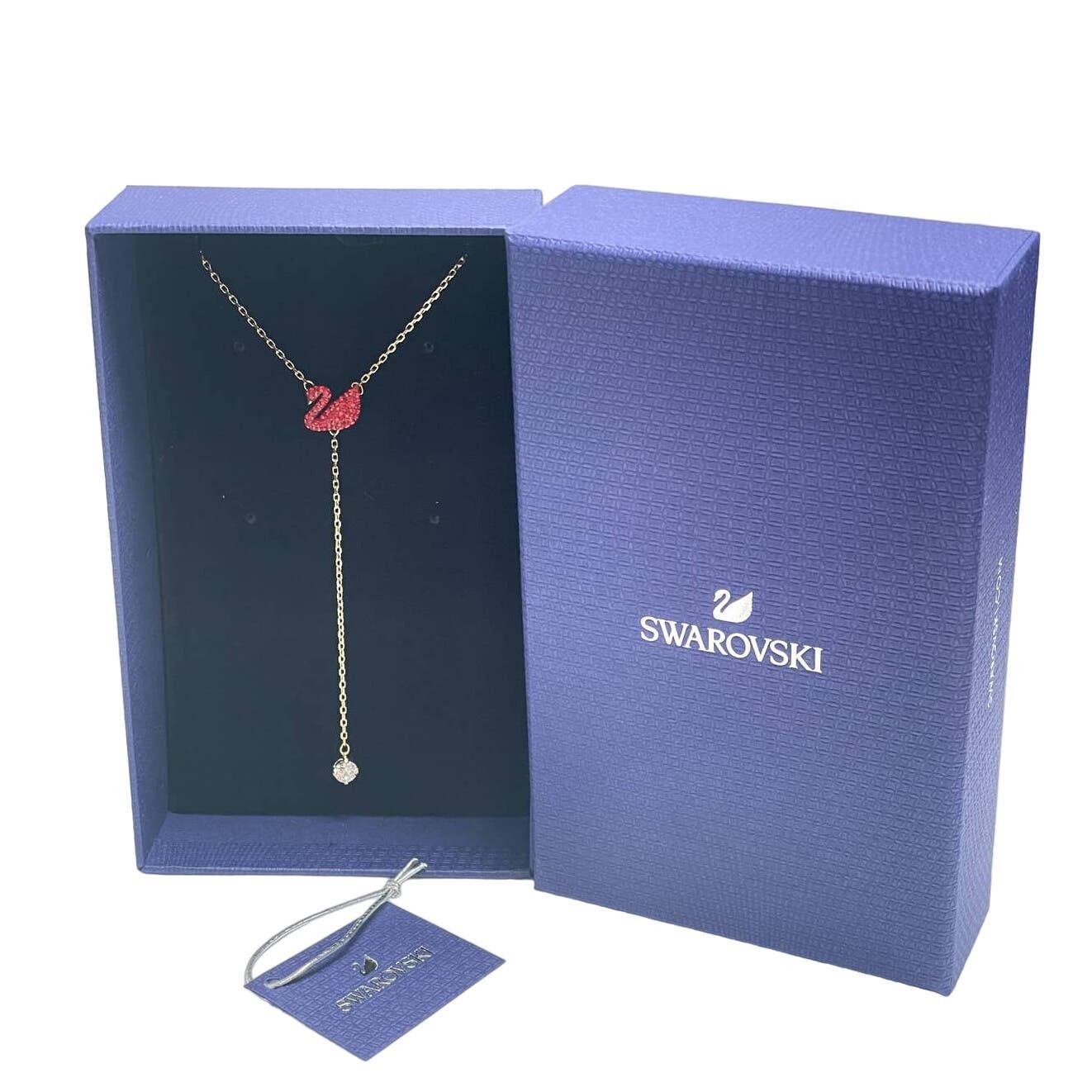 image of Swarovski Iconic Swan Necklace Swan, Red, Gold-Tone Plated, Women's