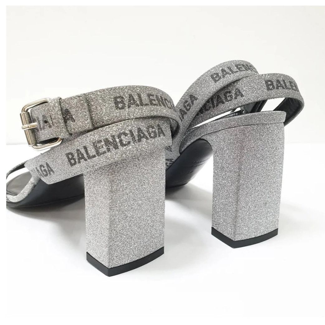 Balenciaga Balenciaga Round Glitter Logo Sandals Sz.38 Size US 7 / IT 37 - 3 Thumbnail
