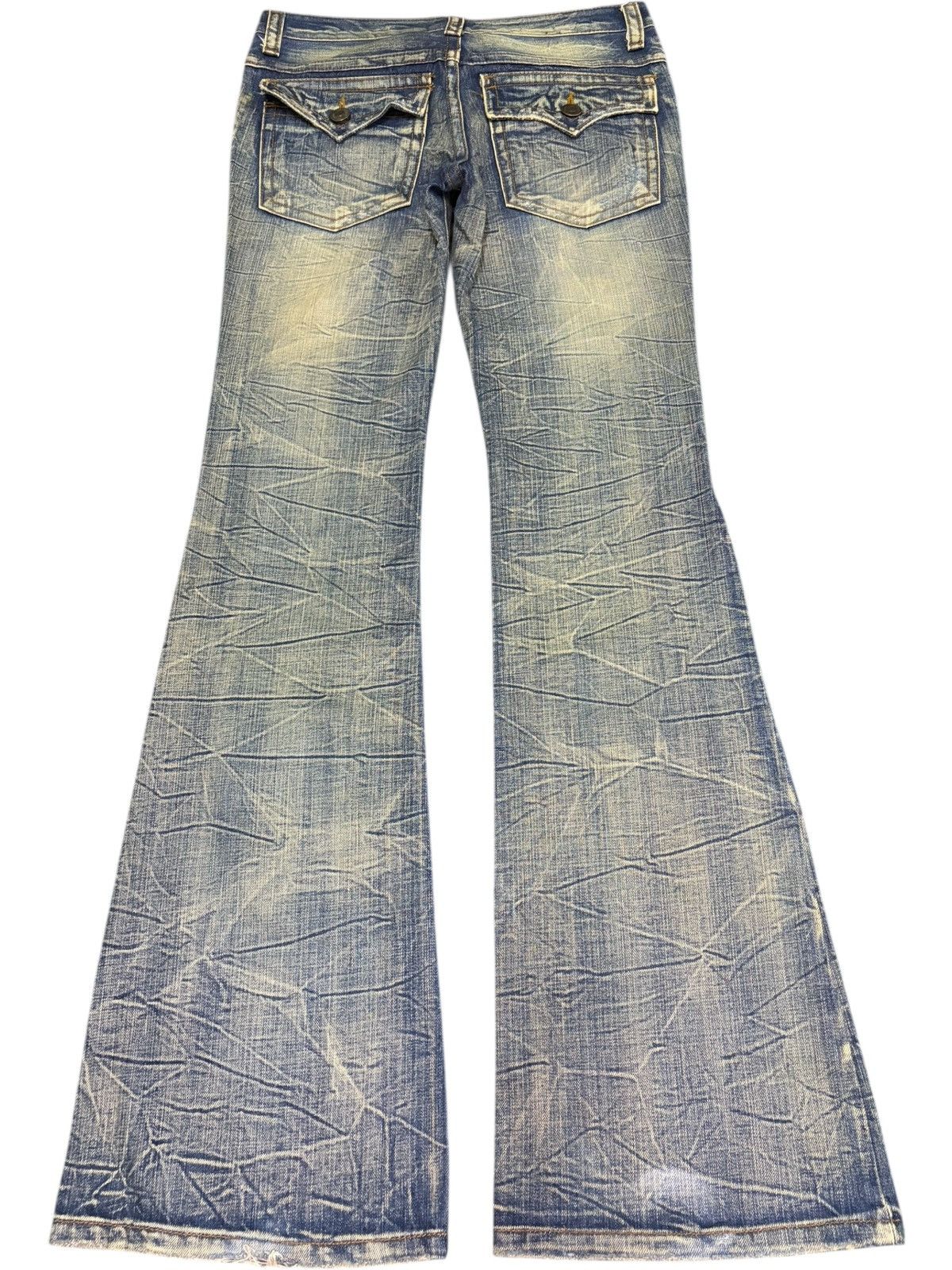 If Six Was Nine Vintage Japanese Brand Rusty Mud Wash Distress Flare Jeans Size 31" - 2 Thumbnail