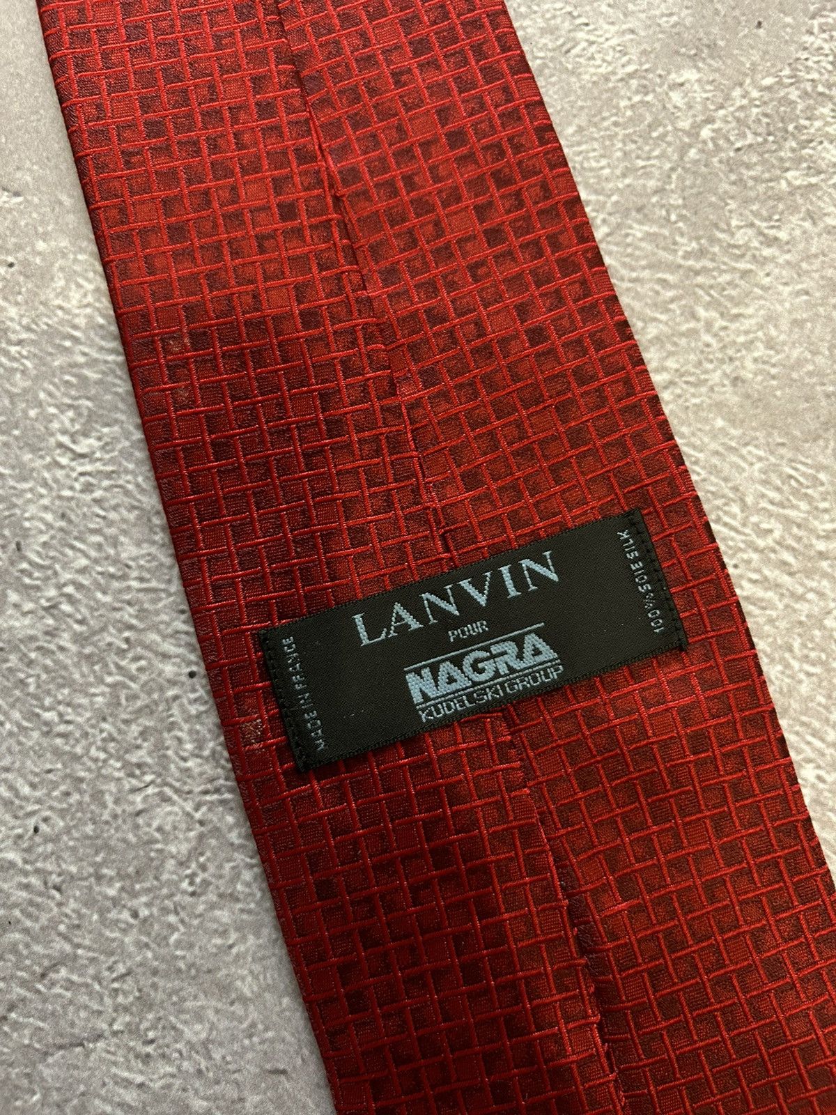 Designer × Lanvin Lanvin Red Abstract Block Print Pattern Silk Tie 57" Size ONE SIZE - 4 Thumbnail