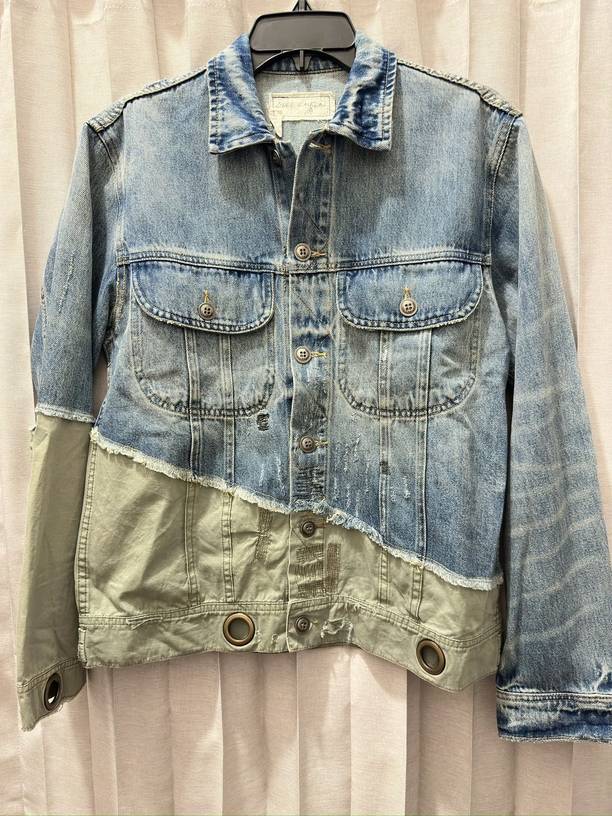 Greg Lauren Gerg Lauren 50/50 Forest Green Satin Denim Long Jacket