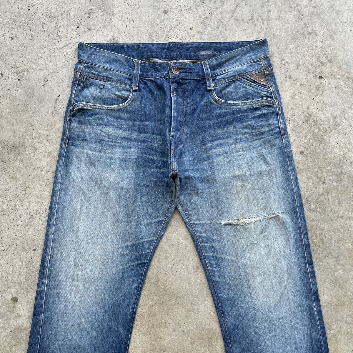 Replay Vintage Replay Jeans Distressed Stonewash Denim Faded Pants Size US 36 / EU 52 - 4 Thumbnail