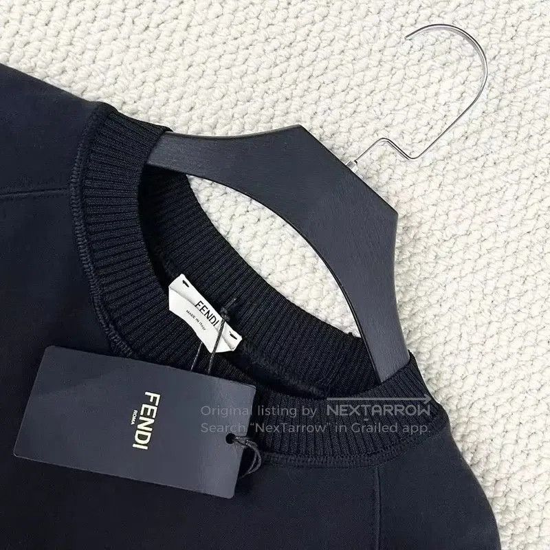 Fendi Fendi Men's Black Cotton-Blend Logo Sweatshirt . Size US XL / EU 56 / 4 - 2 Thumbnail