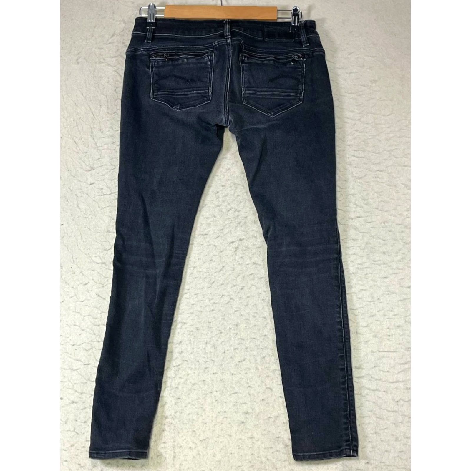 G-Star G-Star Jeans Womens 29 Slander Zip Low Super Skinny Denim Black Midge Model Stars Classic Size 29" - 2 Thumbnail