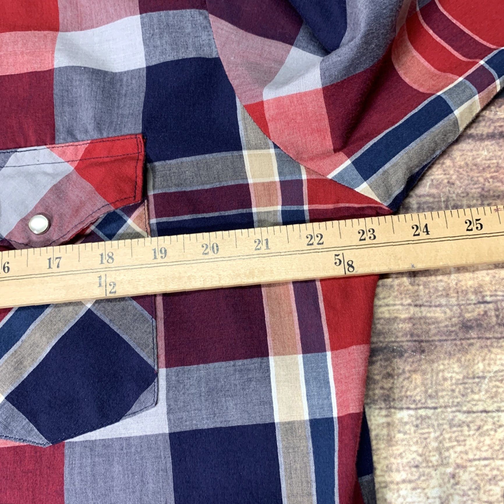 Wrangler VINTAGE Wrangler Shirt Long Sleeve Pearl Snap Mens XXL Red Blue White Plaid Western Size US XXL / EU 58 / 5 - 5 Thumbnail