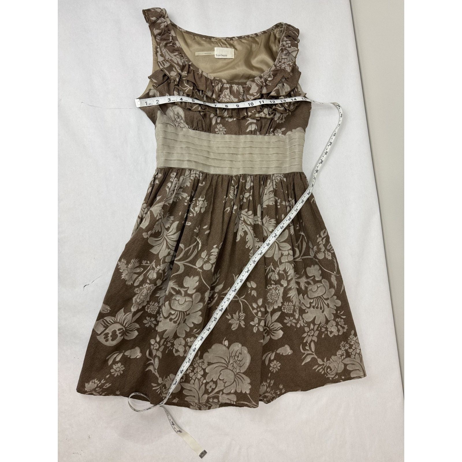 Anthropologie Anthropologie Burlapp Cottagecore Neutral Floral Dress Small Size S / US 4 / IT 40 - 4 Thumbnail