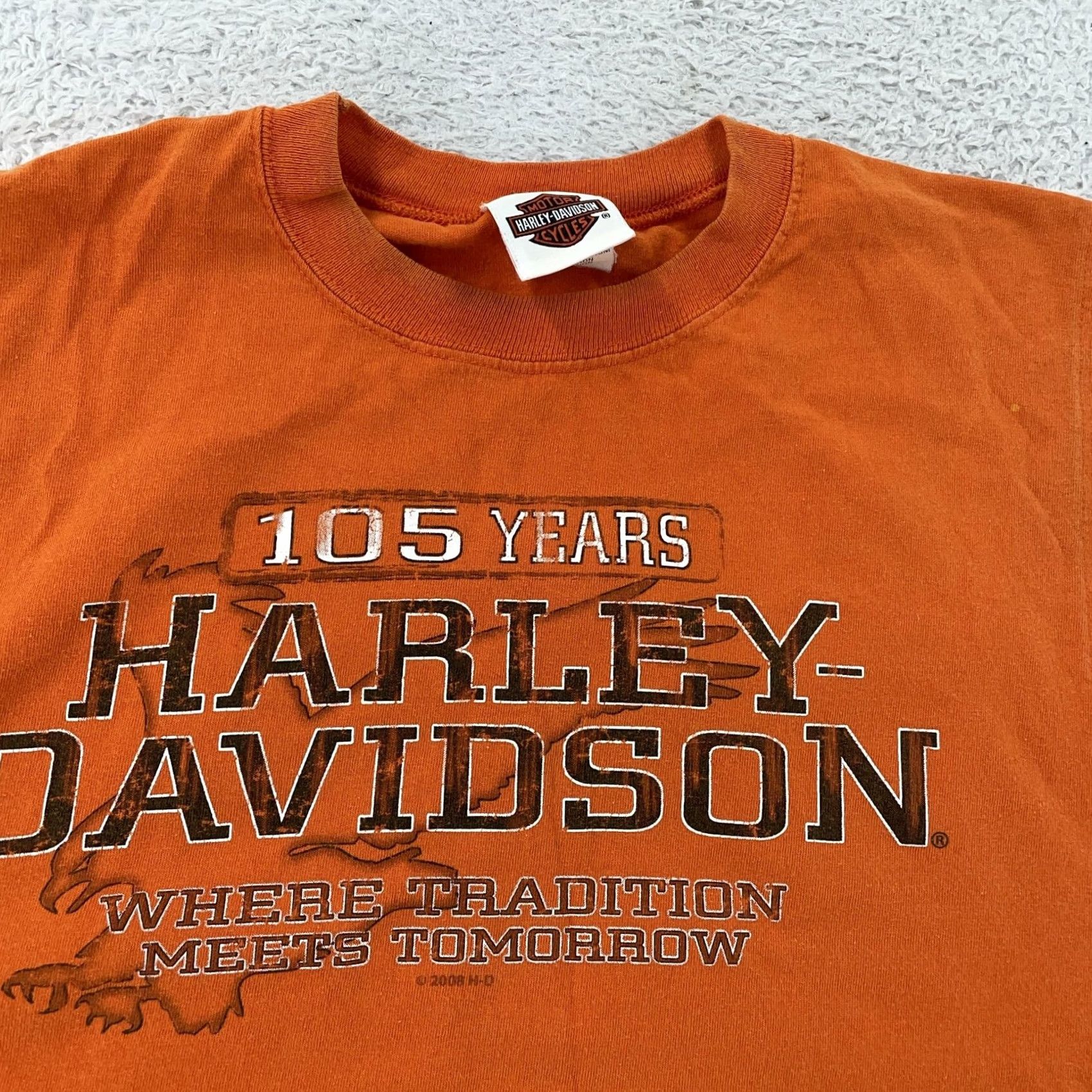 Harley Davidson Harley-Davidson T-Shirt Muscle Graphic Print M/L Orange 100% Cotton Logo Mens Crew Neck Sleeveless Vintage: No Size US L / EU 52-54 / 3 - 2 Thumbnail